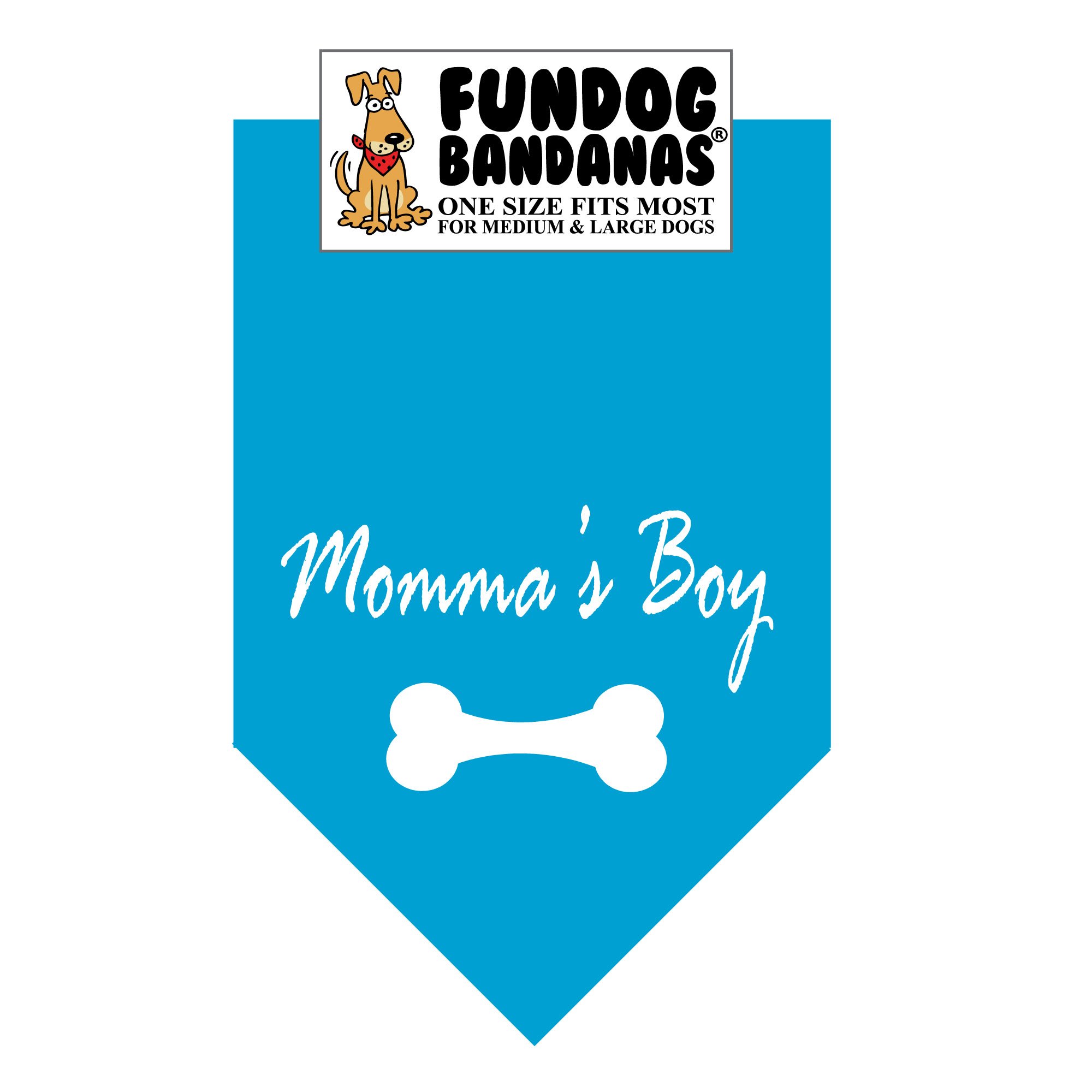 Momma's Boy Dog Bandana - Adjustable & Comfortable for Medium to Large Dogs - Turquoise Pet Bandana for Walks, Photos & Special Occasions