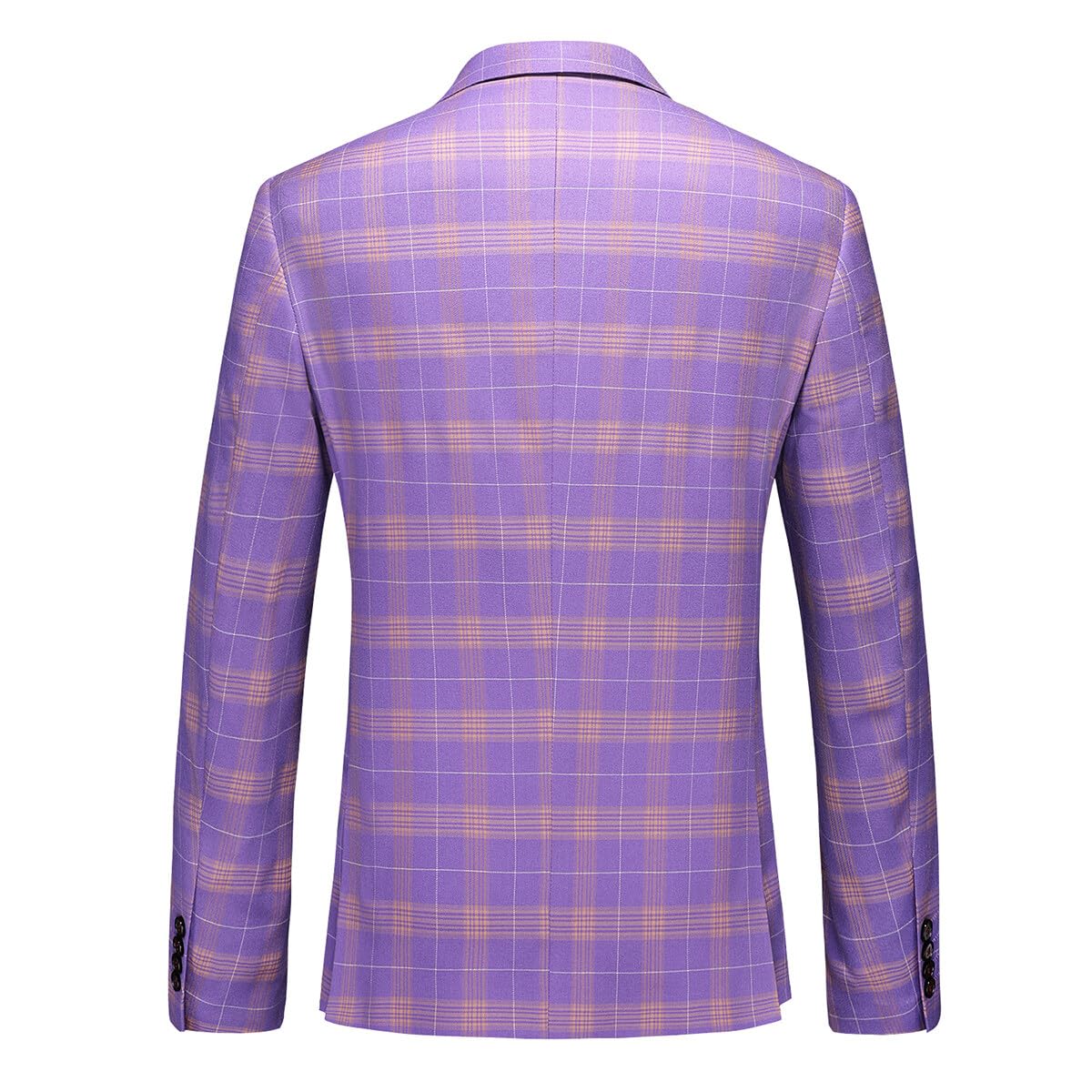 YFFUSHI Men's Slim Fit Plaid Tweed 3-Piece Suit | Formal Dinner Suit Tuxedo for Weddings, Prom & Business Events