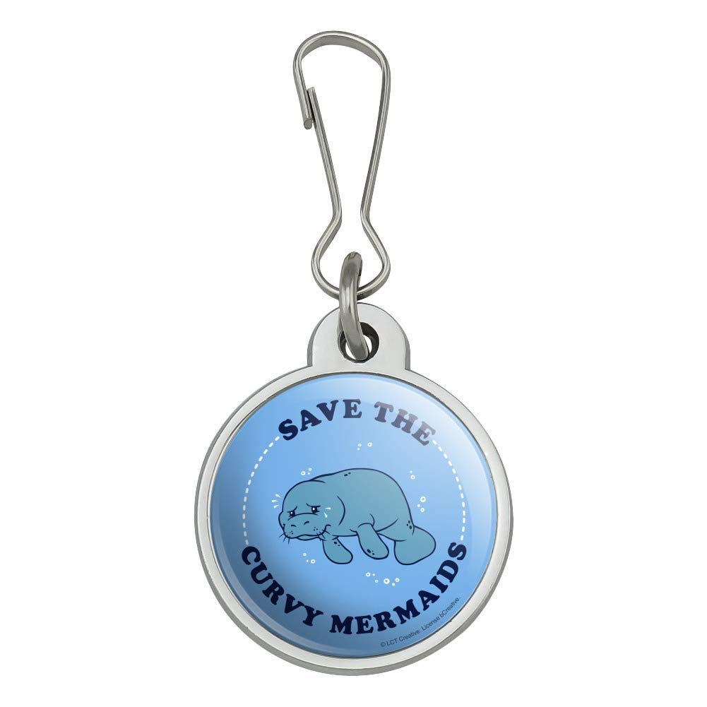 Save the Curvy Mermaids Manatee Funny Humor Zipper Pull Charm - Cute Accessory for Jackets, Handbags, Purses & Backpacks | Perfect Gift for Marine Life Lovers