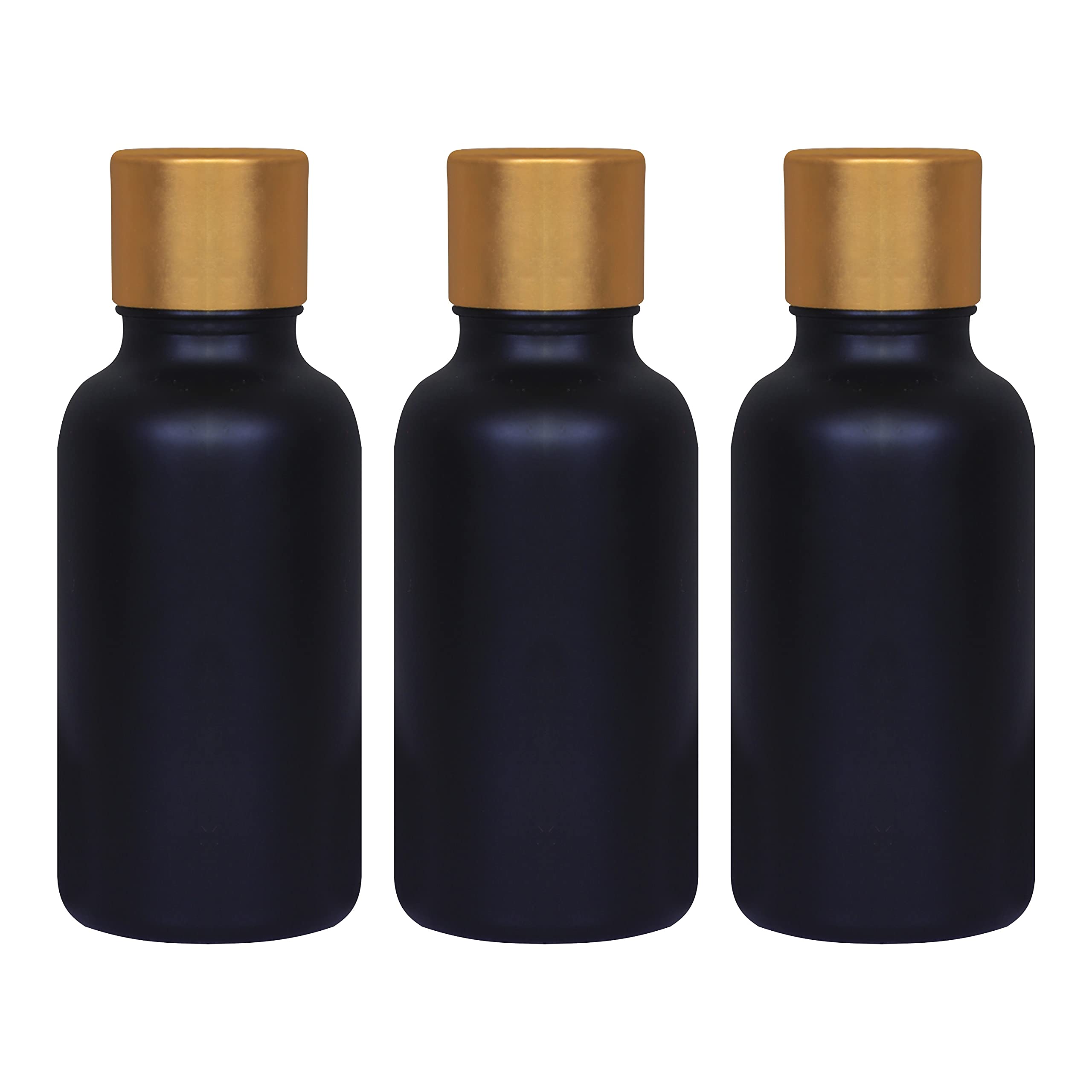 Premium 30ml Empty Glass Bottles with Gold Metal Cap - Ideal for Essential Oils, Perfumes, Serums & DIY Beauty Products (Pack of 3) - Perfect for Home Spa, Aromatherapy & Gift Packaging