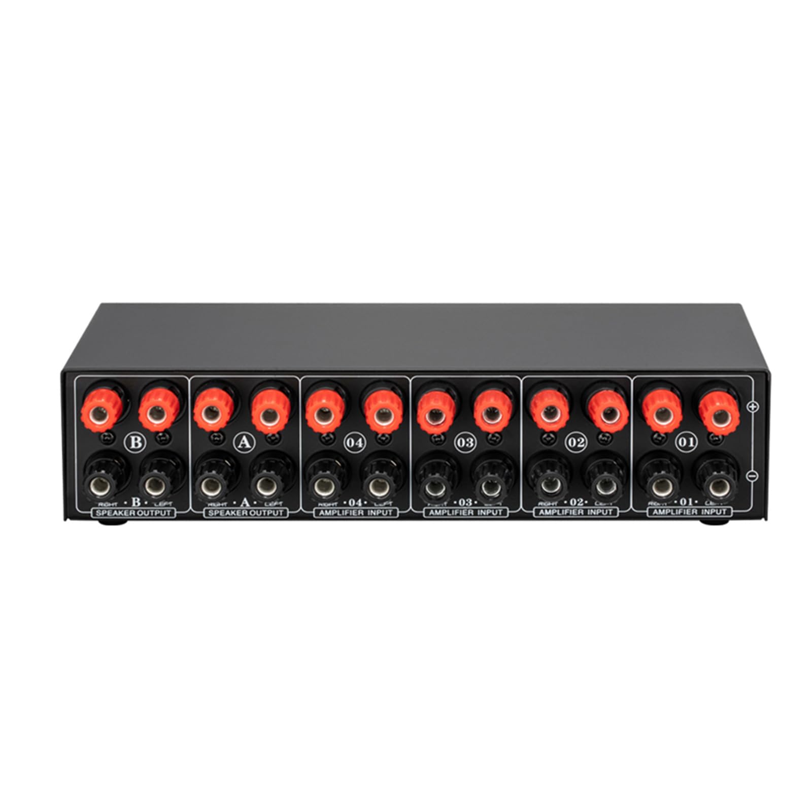 4 In 2 Out Passive Speaker Selector Switch - Stereo Audio Switcher Box for Home Theater & Multi-Room Audio System | High-Quality 4 Input 2 Output Splitter for Amplifiers & Speakers | Perfect for DJ Setups, Studio Monitoring & AV Installations