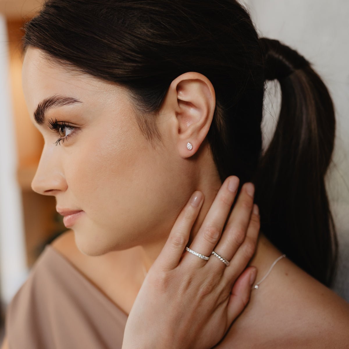 Elegant LOVE PAVÉ PEAR Stud Earrings with Cubic Zirconia - Perfect for Weddings, Parties & Everyday Wear