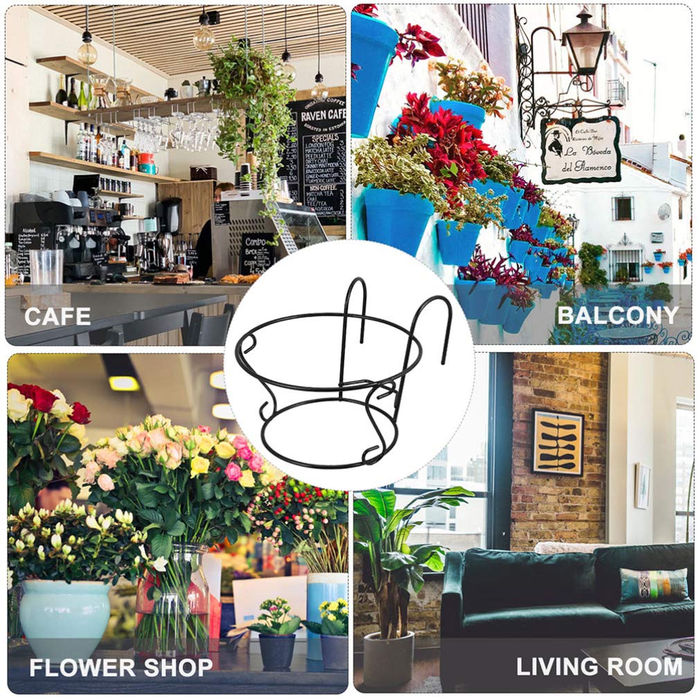 Healifty 2 Pack Iron Flower Stand Hanging Planter - Wall Mounted Plant Holder for Indoor/Outdoor Decor, Garden Organizer, Flower Pot Display (Ideal for Balcony, Patio, Living Room & Office Decor)