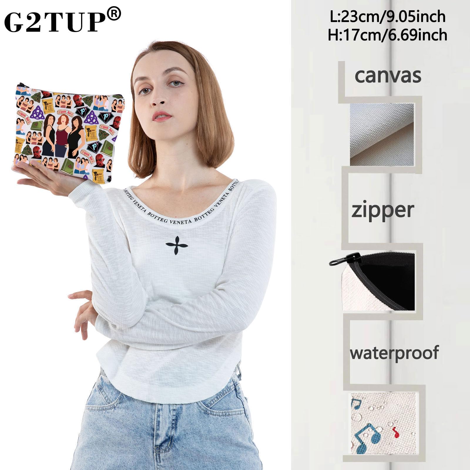 G2TUP Charmed Makeup Bag - Prue Piper Phoebe Fans Gift - Book of Shadows Zipper Pouch - Charmed TV Show Merchandise (Quake Design) - Perfect for Cosplay, Conventions & Witchy Aesthetic