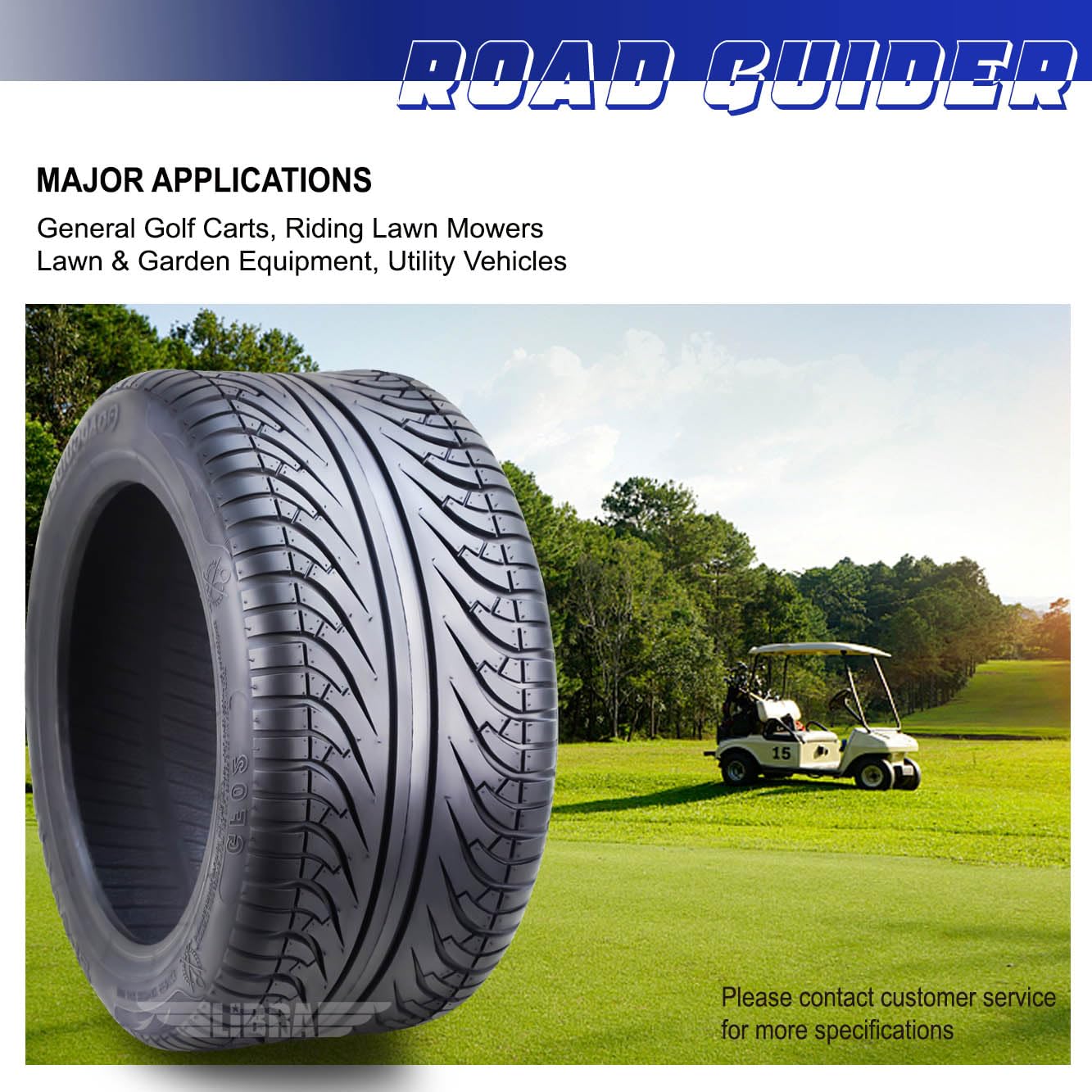 ROADGUIDER 18x8.5-8 Golf Cart & ATV Tires - Set of 2 - 4 Ply All-Terrain Tires for Golf Carts, Utility Vehicles & Lawn Tractors - Durable Traction for Grass, Mud & Snow (Model 14039)