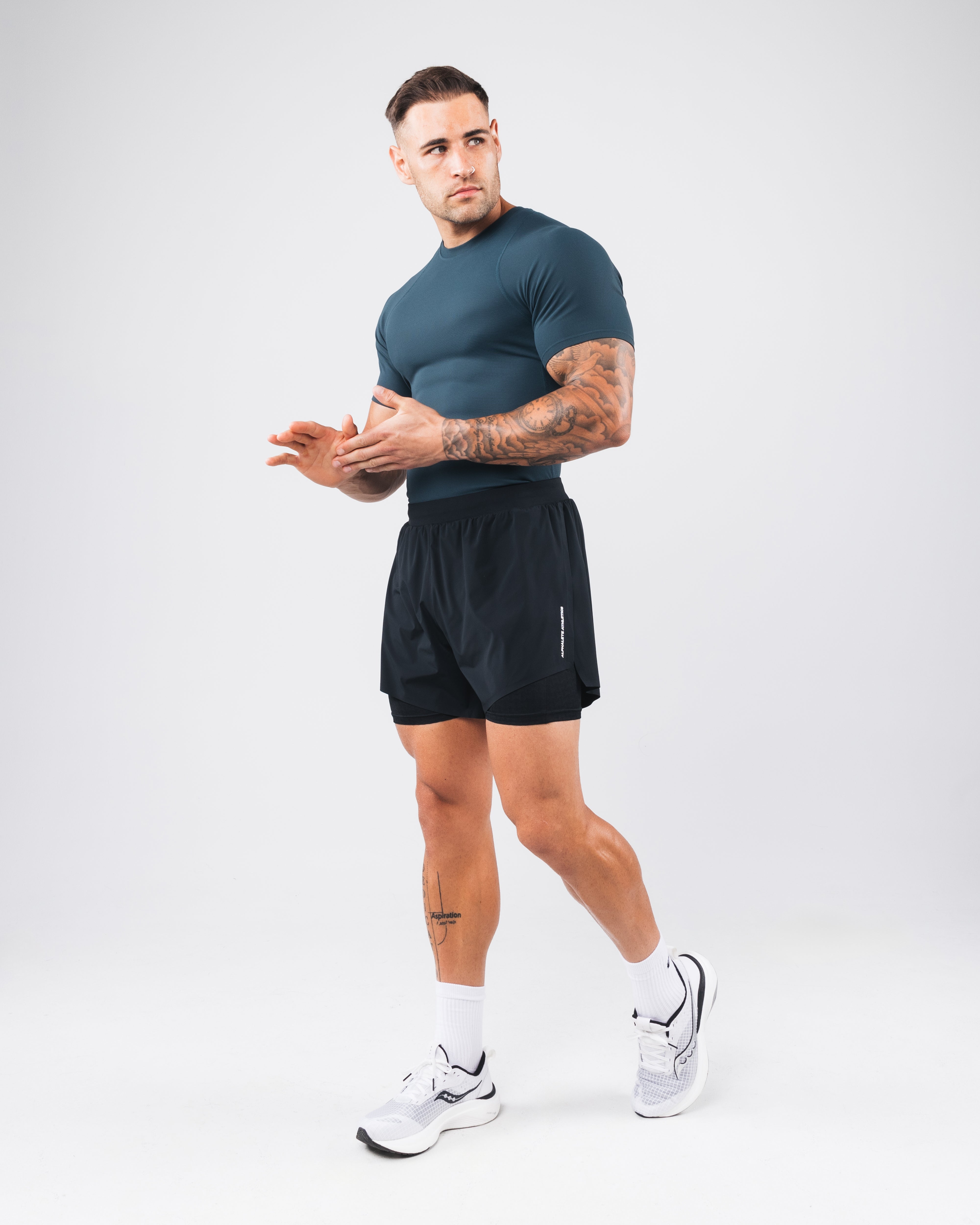 High-Performance Power Short Sleeve Shirt - Dark Cyan | Moisture-Wicking & Breathable for Workouts, Running & Outdoor Activities