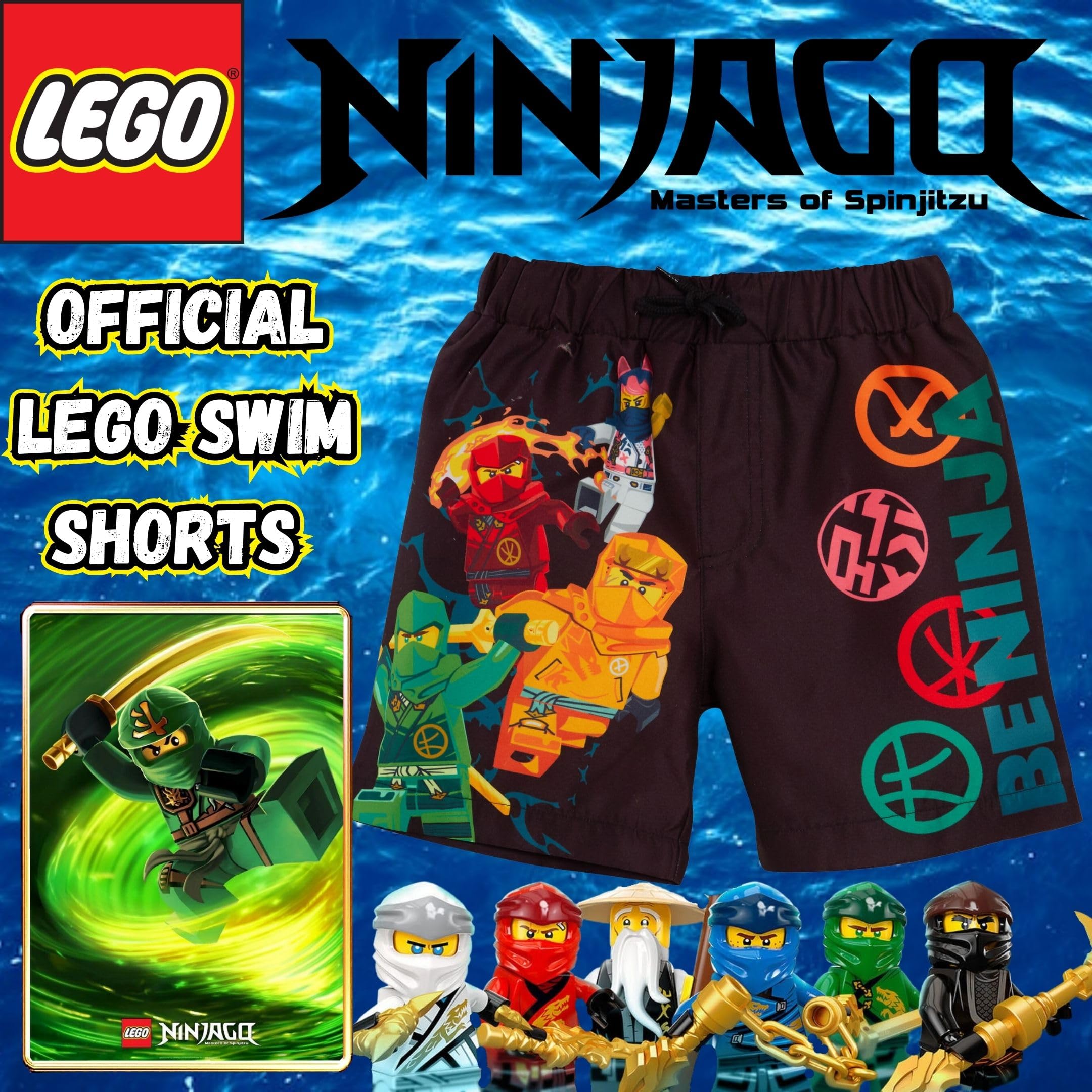 **LEGO Ninjago Boys Swim Shorts - Quick Dry Kids Swimming Trunks for Beach, Pool & Summer Vacation - Fun Swimwear for Boys**
