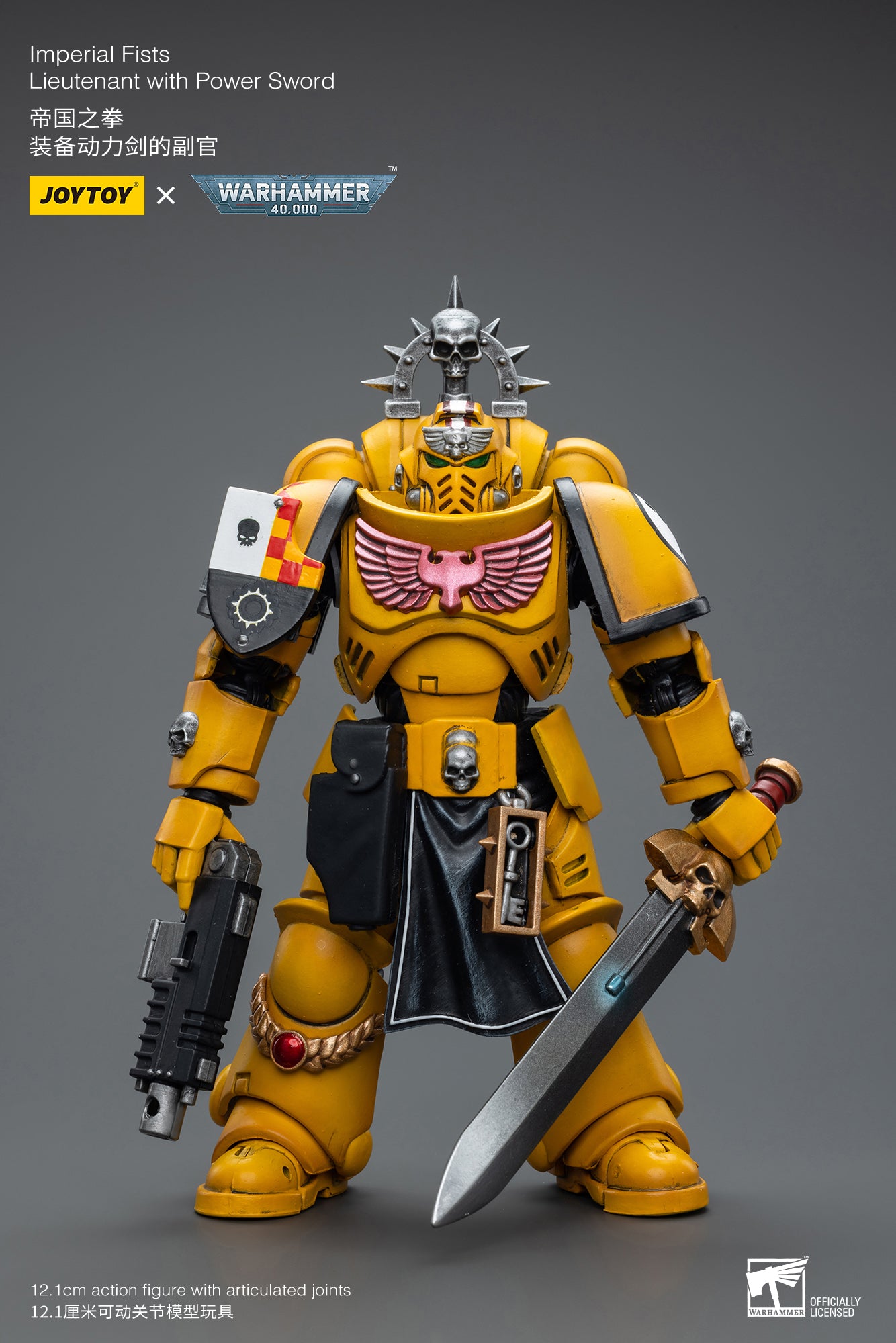 1/18 JOYTOY Warhammer 40K Imperial Fists Lieutenant Action Figure with Power Sword - Collectible Miniature for Tabletop Gaming & Display