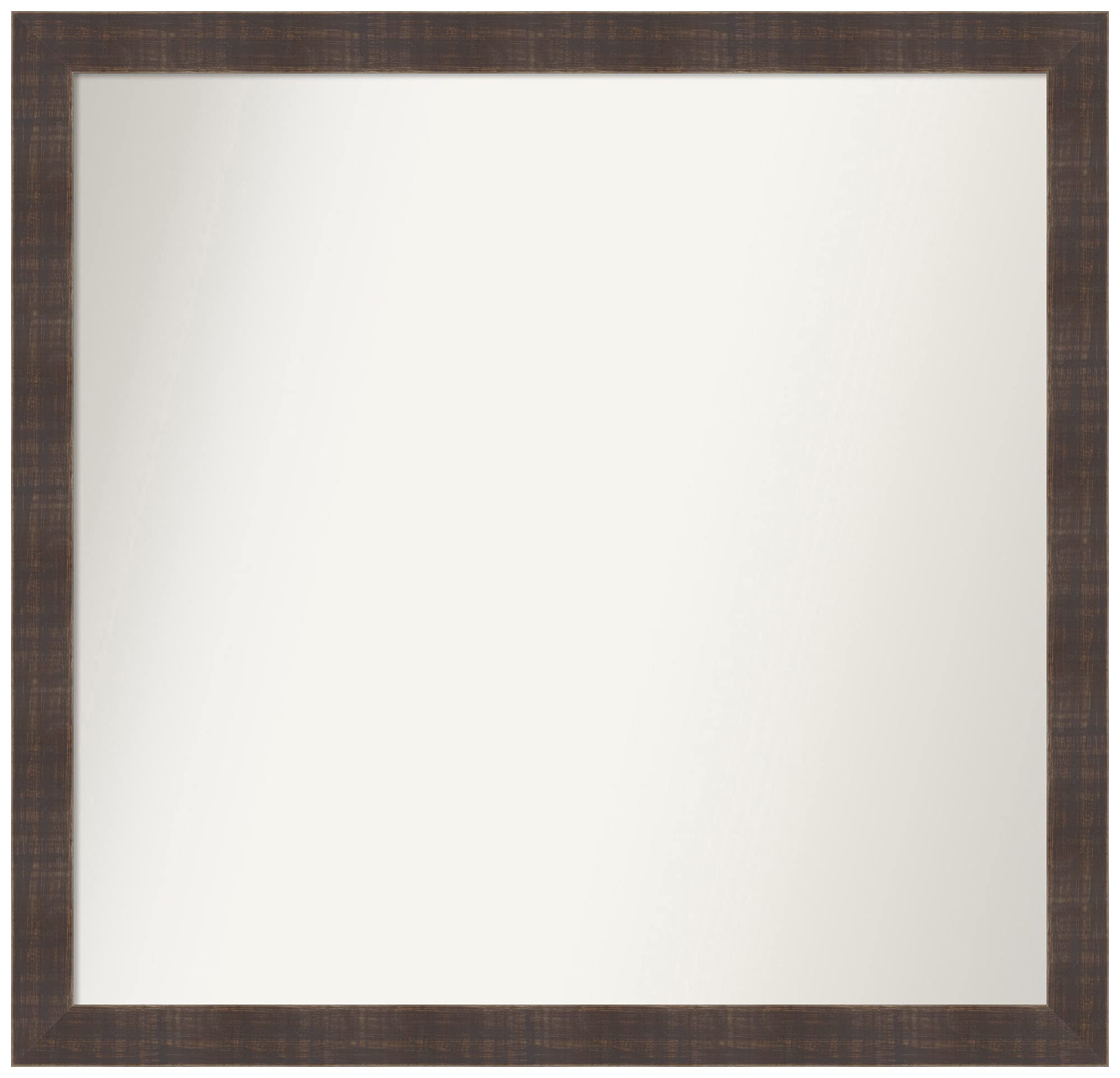 Amanti Art Non-Beveled Custom Wall Mirror 25.25 x 26.25 Inches, Whiskey Brown Rustic Wood Frame - Bathroom, Living Room, Bedroom Decor - Custom Size Options Available