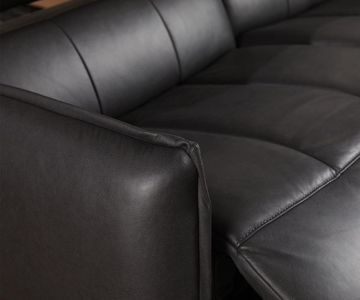 Premium Carson Leather Power Reclining Sectional Sofa with USB Charging - Modern Living Room Furniture for Home Theater & Family Gatherings
