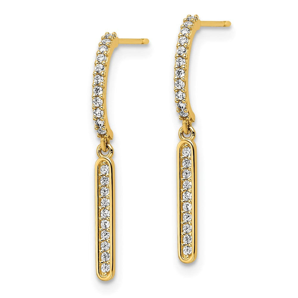 14K Gold Plated CZ Dangle Post Earrings for Women - Elegant Cubic Zirconia Drop Earrings - Perfect for Parties, Weddings & Evening Events