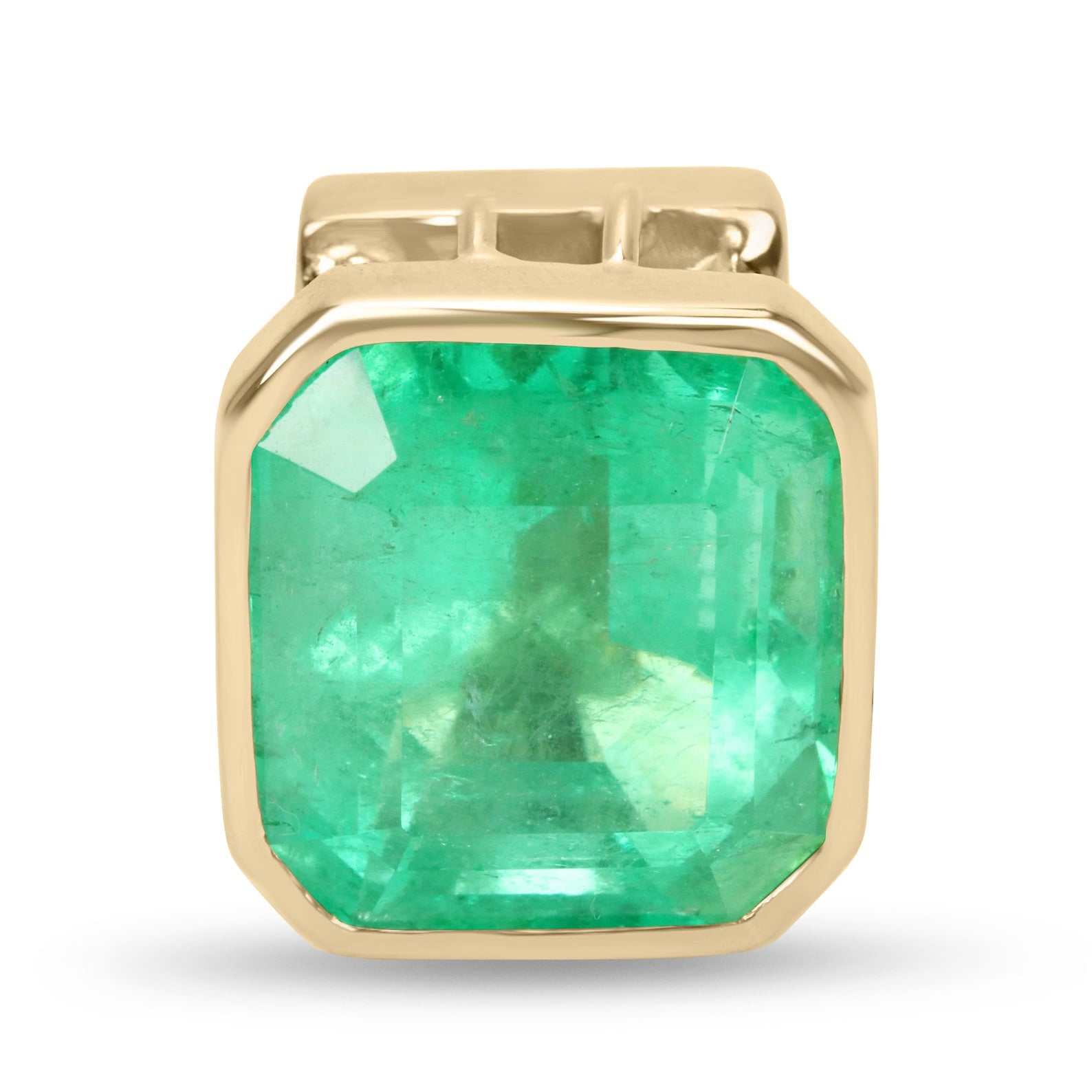 5.0 Carat Asscher Cut Emerald Necklace in 14K Gold, Modern Bezel Setting - Perfect for Weddings, Anniversaries & Special Occasions