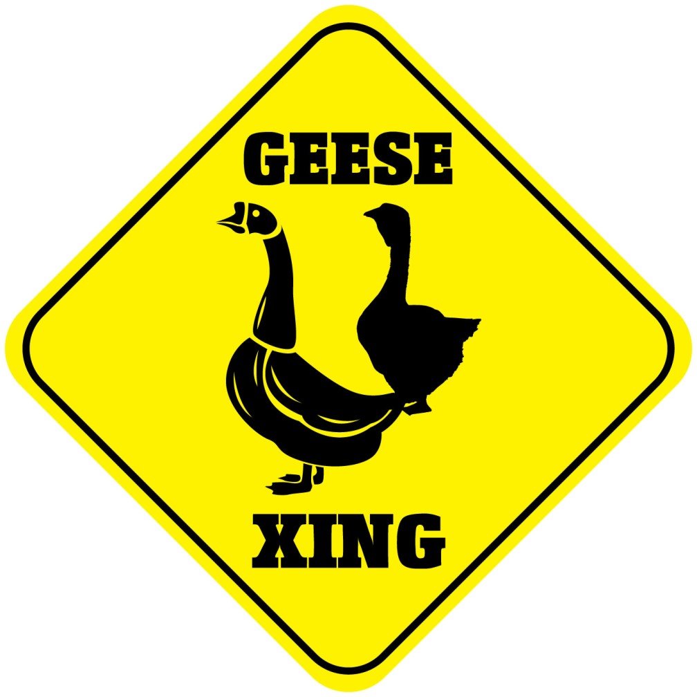 Funny Geese Crossing Novelty Metal Sign - Aluminum Outdoor Decor for Garden, Yard & Farmhouse - Perfect for Countryside, Farm & Rural Home Decor