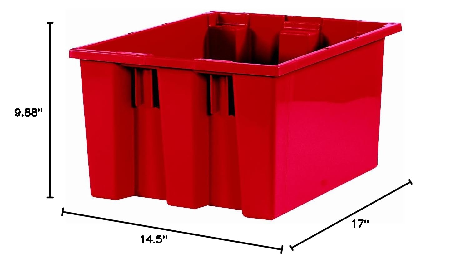 Aviditi Large Plastic Stackable & Nestable Storage Containers - 17 x 14.5 x 9.875 Inches - Red - 6 Pack - Home, Office & Warehouse Organization - Perfect for Pantry, Garage & Closet Storage