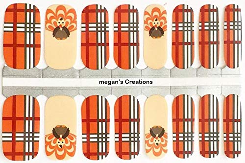 Thanksgiving Turkey Plaid Nail Polish Wraps - DIY Nail Art Strips for Holiday Parties & Festive Manicures