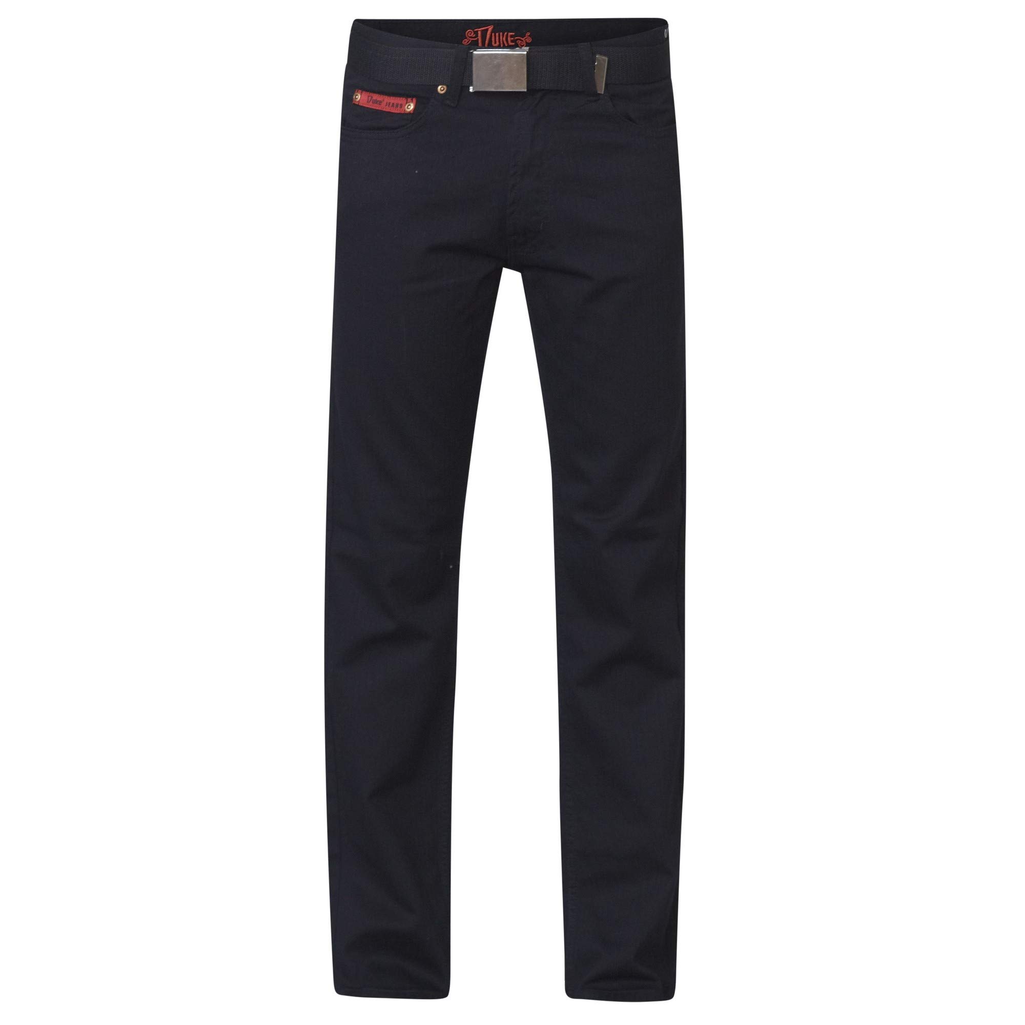 Duke London Extra Tall Original Fit Bedford Cord Black Jeans for Men - Waist 32-50 Inches, Length 38 Inches - Classic Stretch Denim Pants for Work, Casual & Outdoor Activities