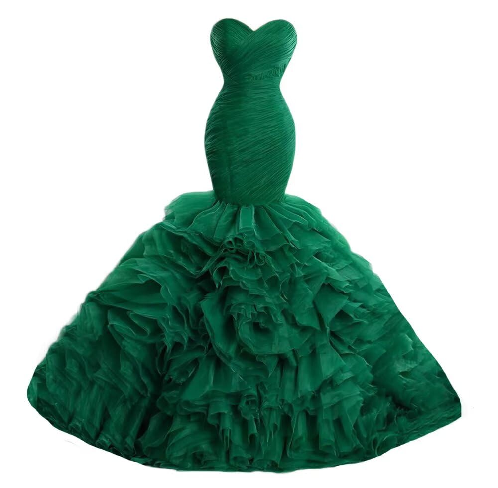 Elegant Sweetheart Mermaid Wedding Dress for Women - Long Ruffled Tiered Formal Evening Gown | Perfect for Bridal, Prom, Black Tie Events & Special Occasions