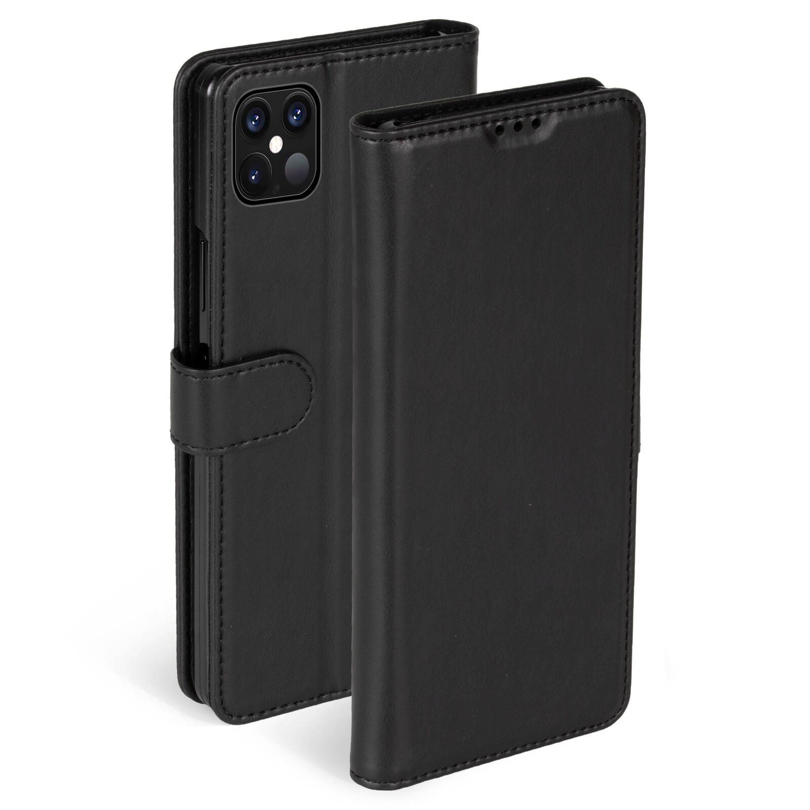 Premium Krusell Genuine Leather Wallet Case for iPhone 12/Pro 6.1 Inch - Slim RFID Blocking Folio Cover with Card Slots (Black) - Perfect for Business & Travel Protection