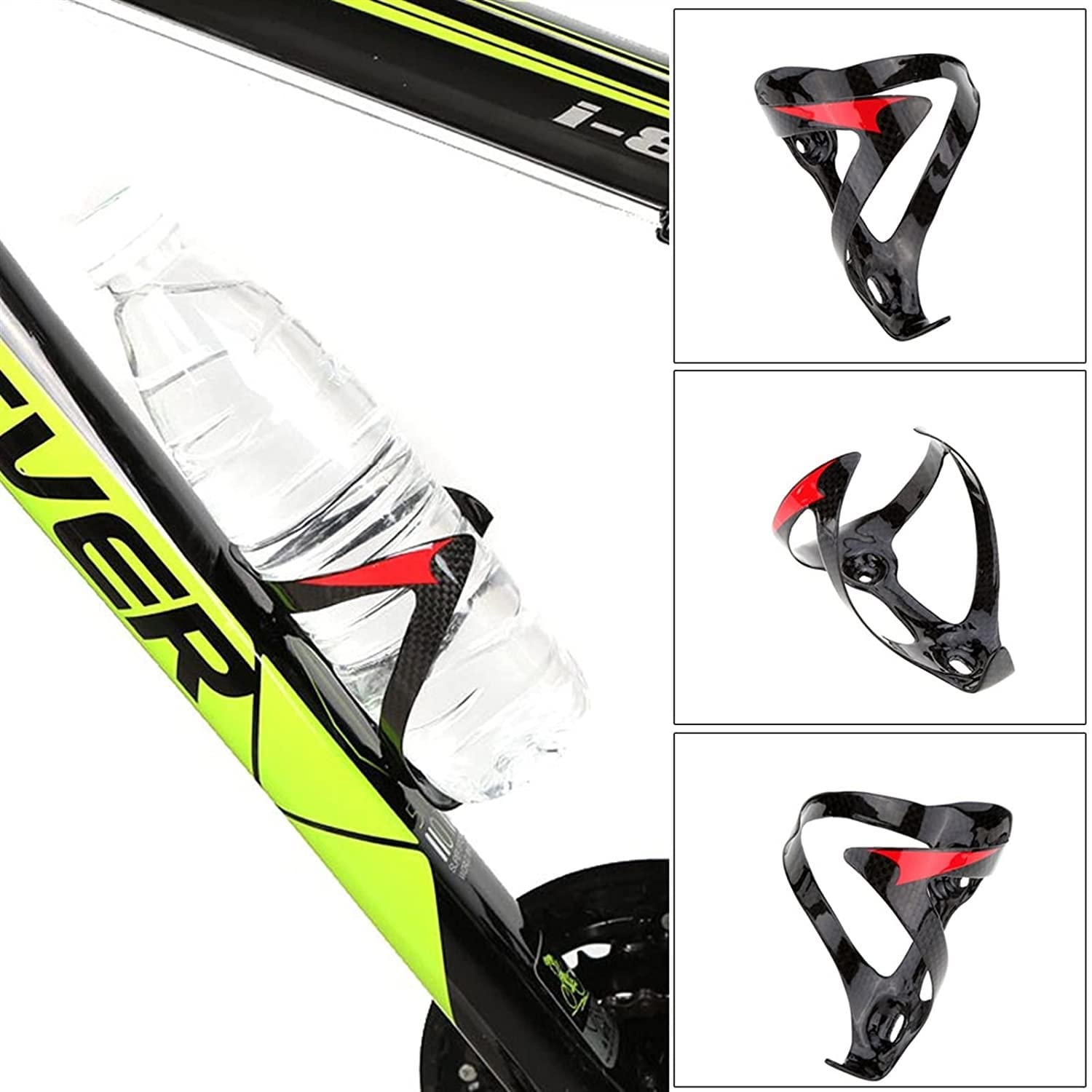 Ultralight Full Carbon Fiber Bike Water Bottle Cage Holder - 2pcs Set, Super Lightweight & Durable for Road & Mountain Bicycles - Perfect for Cycling, Commuting & Outdoor Adventures (Glossy Finish, Color A)