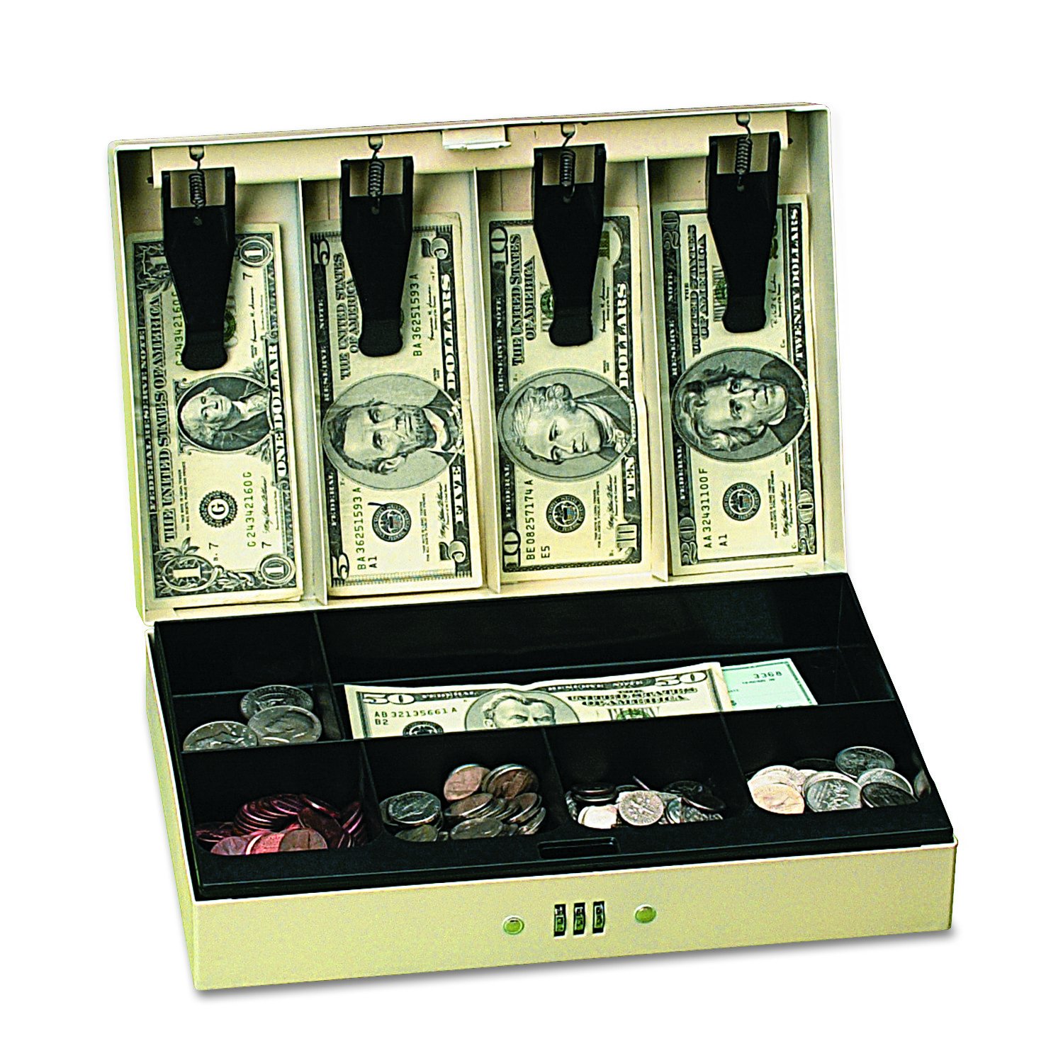 PM Company SecurIT Combination Cash Lock Box - 11.5 x 7.75 x 3.25 Inches Beige Security Safe for Home, Office & Retail - Money Deposit Box with Keyless Entry (04961) | Perfect for Cash Storage, Valuables Protection & Small Business Security