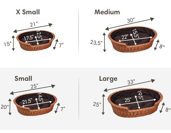 Premium Small Dark Dog Bed Basket - Cozy Pet Bed for Small Dogs - Perfect for Home, Crate & Travel Use