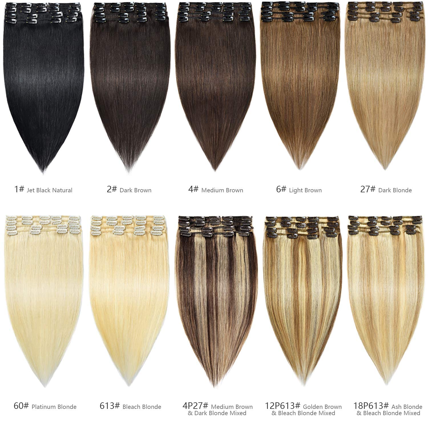 Premium 8-Piece Rose Bud Clip-In Hair Extensions – 100% Remy Human Hair, 18 Clips, 65g/Set, 14 Inch Bleach Blonde | Perfect for Parties, Weddings & Everyday Styling