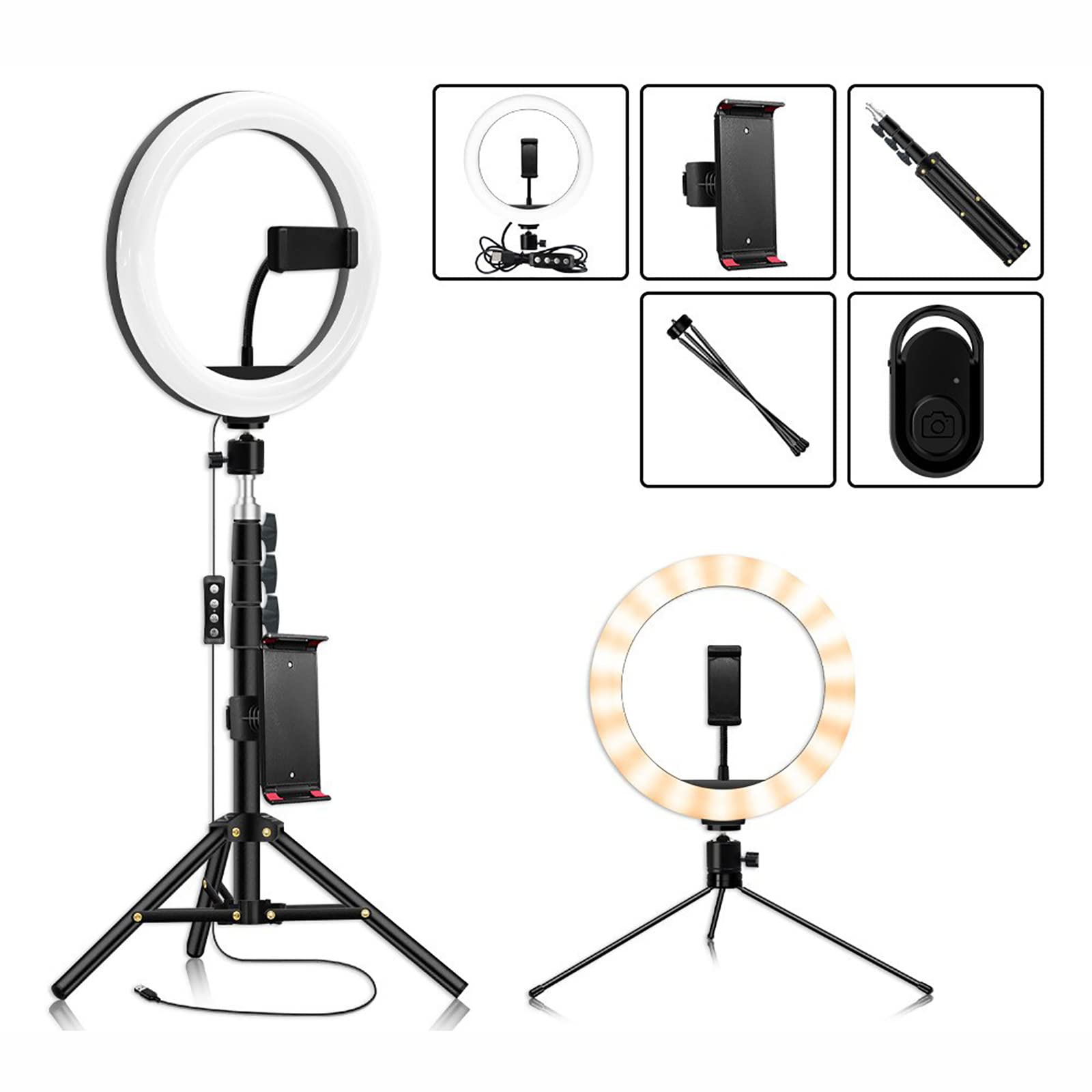 10 Inch Ring Light with Tripod Stand & Phone Holder - USB Powered Selfie Light for Photography, Video Recording, TikTok Live Streaming, Zoom Meetings - Perfect for Home Studio, YouTube Videos, and Online Conferencing