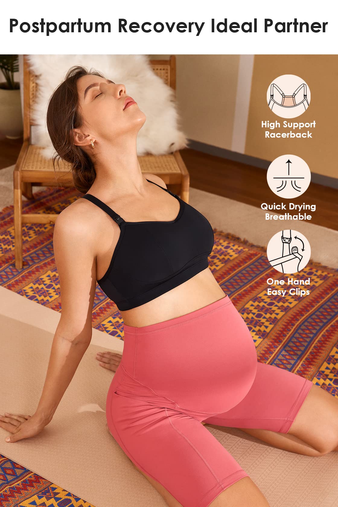 **Gratlin Women's Nursing Bras - Wireless, Padded, Racerback Sports Bra for Breastfeeding & Maternity - Comfortable Support for Active Moms (Perfect for Yoga, Gym & Daily Wear)**