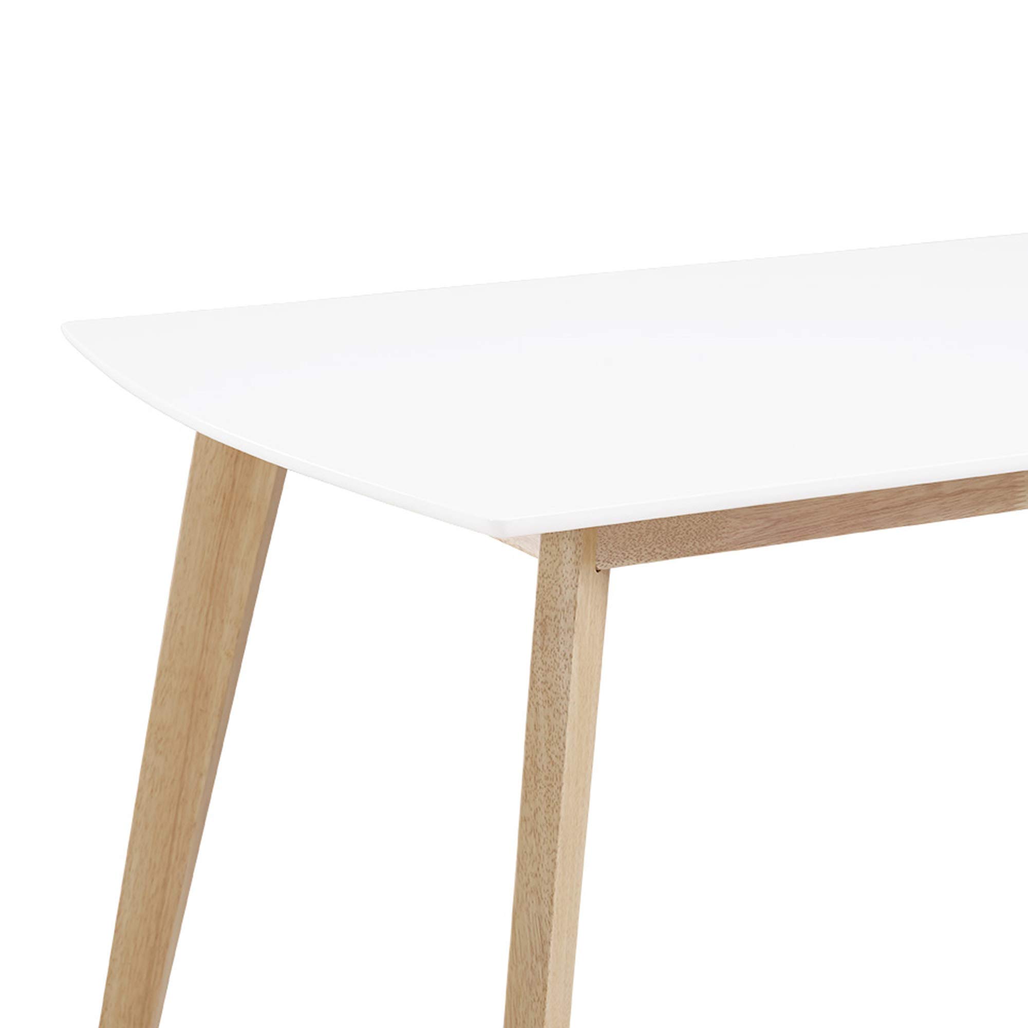 Mid Century Modern Wood Dining Table Set with 6 Chairs - 60 Inch Kitchen & Dining Room Table in White & Natural - Perfect for Family Meals, Dinner Parties & Small Gatherings