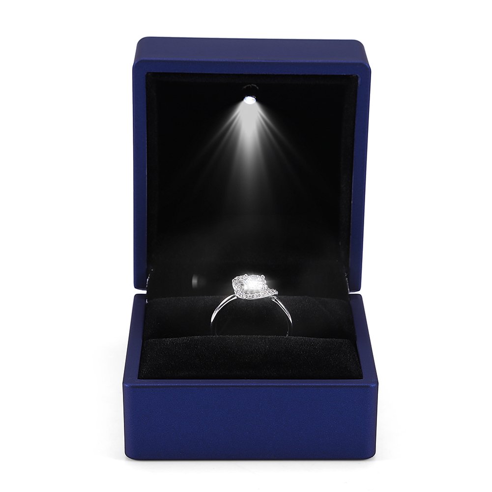 Premium LED Jewelry Gift Box for Engagement Rings, Wedding, Birthday & Anniversary - Elegant Jewelry Case for Rings, Pendants, Earrings, Pins & Brooches (Blue) - Perfect for Proposals, Gift Giving & Jewelry Storage