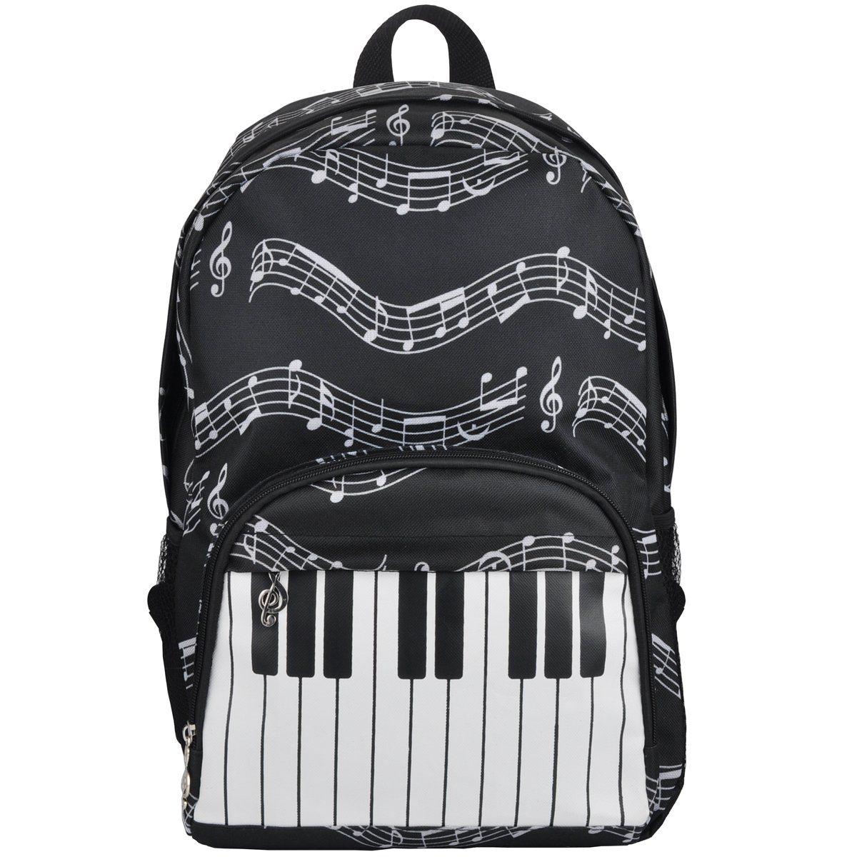 Waterproof Oxford Cloth Piano Music Note Backpack - Durable School & Travel Backpack for Women & Men - Perfect for Hiking, Camping & Daily Use (Keyboard Black)