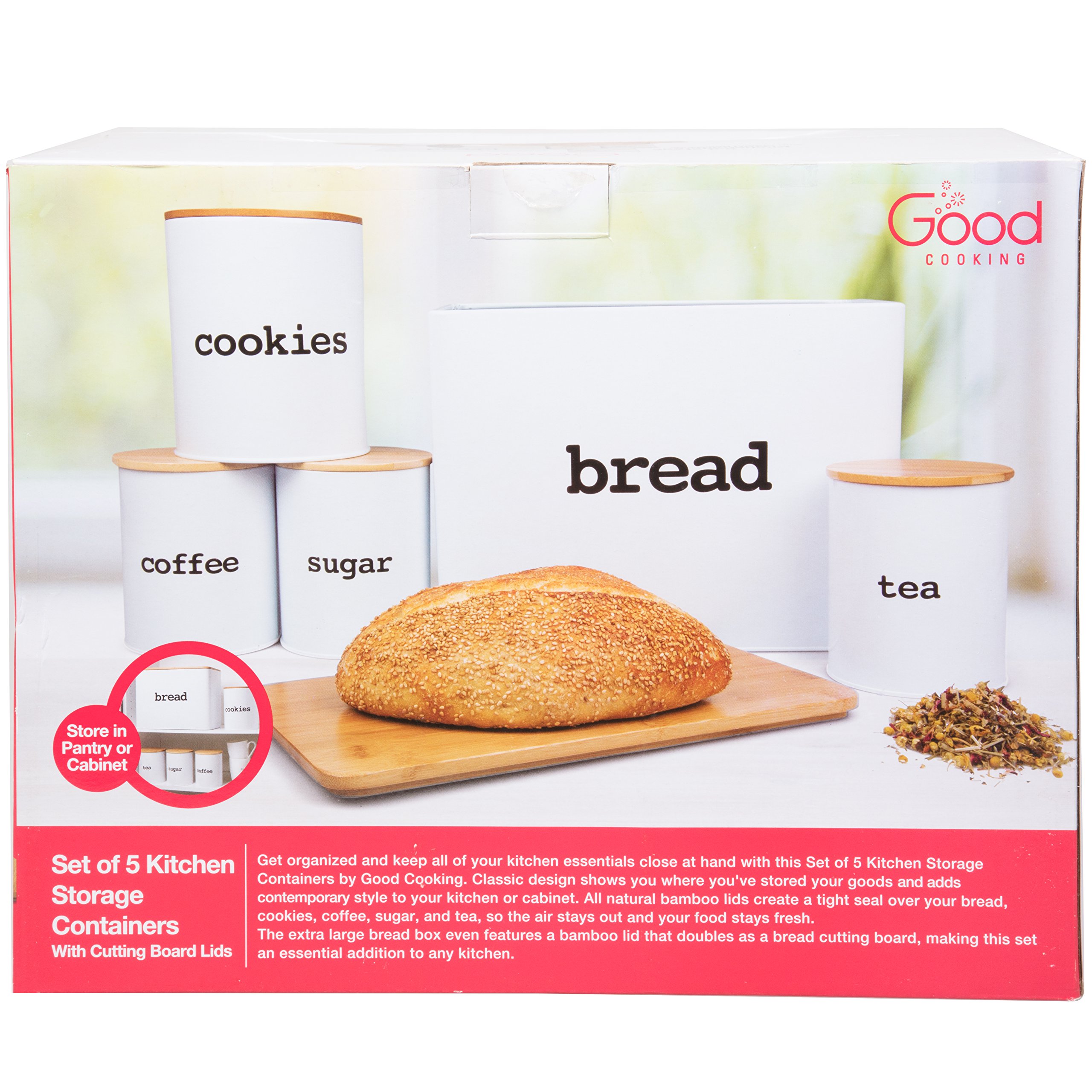 Airtight Metal Canister Set with Lids & Cutting Board - 10-Piece Kitchen Storage Containers for Tea, Coffee, Sugar, Cookies, Snacks & Bread - Perfect for Pantry Organization & Cooking Enthusiasts - Ideal for Home, Office, or Gift Giving