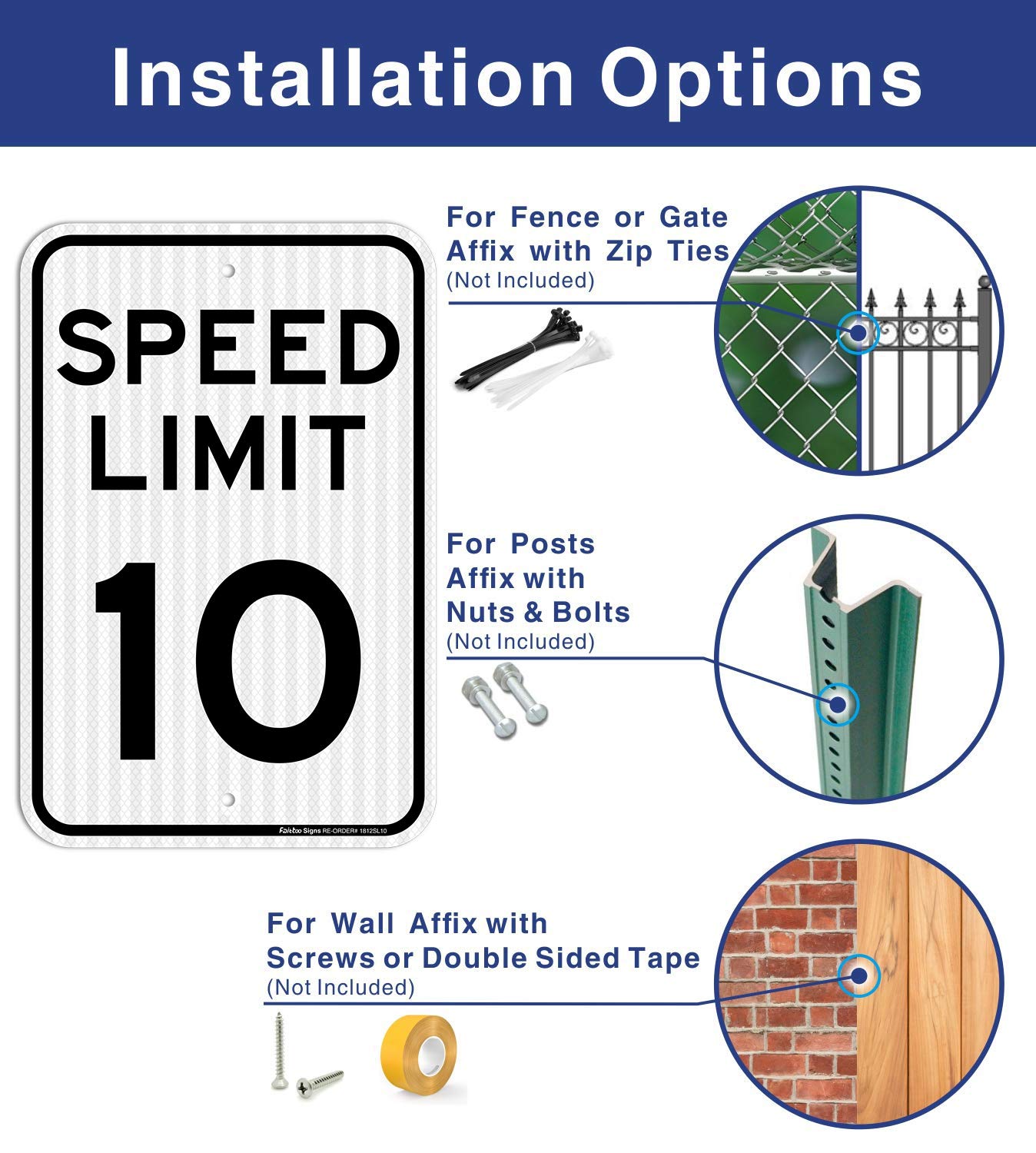 (4 Pack) 10 MPH Speed Limit Sign - 18