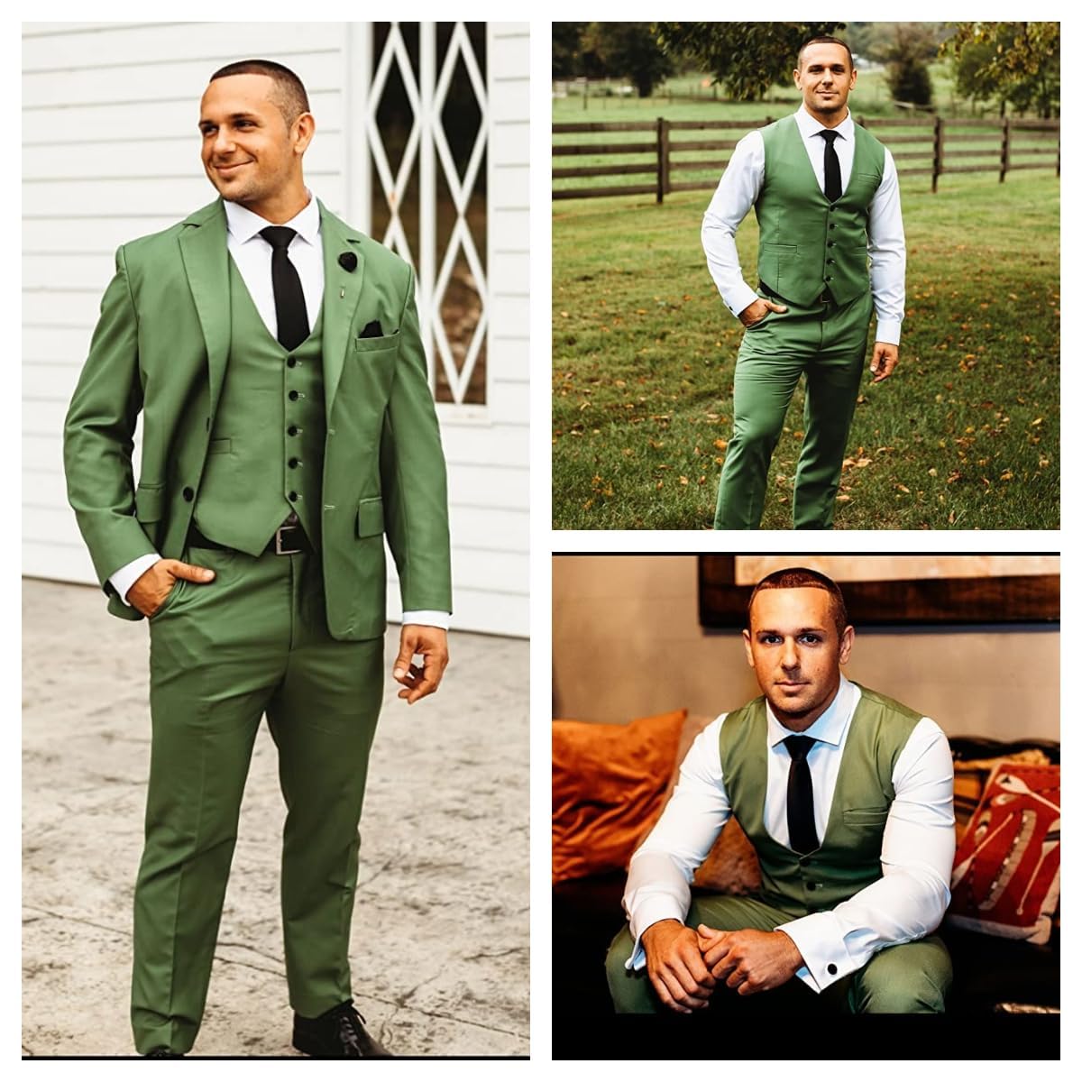 3-Piece Men's Business Suit Set - Notch Lapel Blazer, Formal Pants & Vest for Wedding, Groom, Prom & Office Wear | Classic Tuxedo Style for Special Occasions & Professional Events