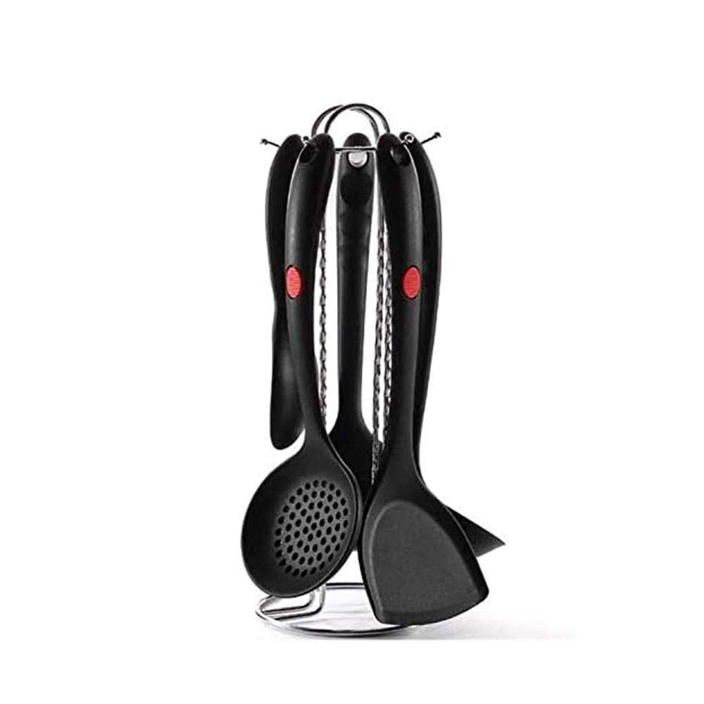 DCOT Silicone Cooking Utensils Set - 6-Piece Non-Stick Heat-Resistant Kitchen Tools with Wooden Handle (Spatula, Spoon, Turner) - Perfect for Baking, Frying & Everyday Cooking