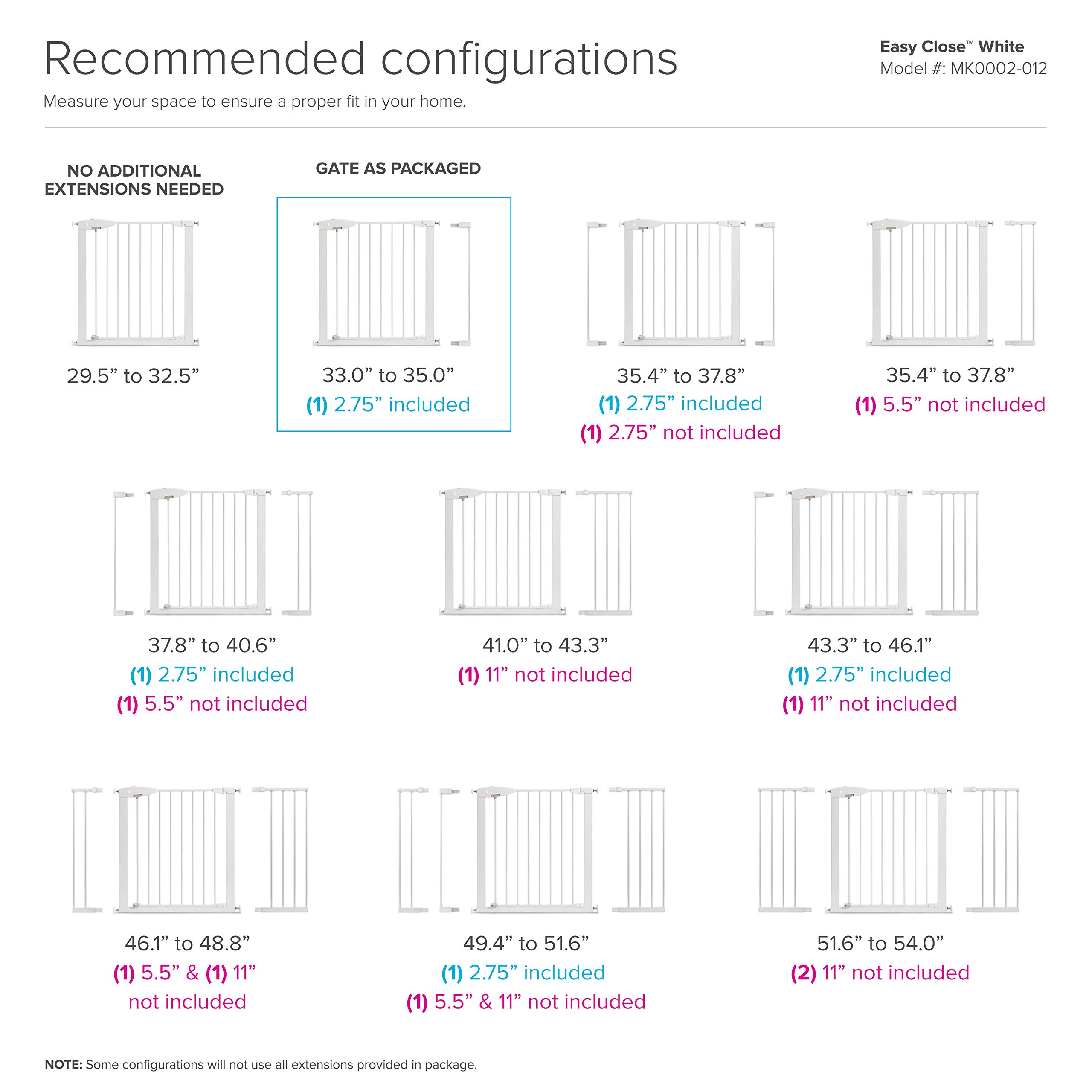 Munchkin Easy Close Pressure Mounted Baby Safety Gate - 35x29.5 Inch White Metal Walk-Through Gate for Stairs, Hallways & Doorways | Perfect for Childproofing Homes with Toddlers & Pets | Home Safety & Baby Proofing Solution