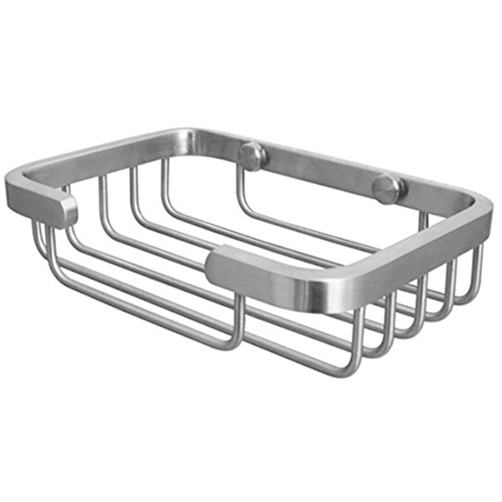 Deezio Premium SUS-304 Stainless Steel Soap Dish Holder - Wall Mounted Shower Soap Saver Basket with Drainage (Satin Nickel) - Ideal for Bathroom, Kitchen & RV Use