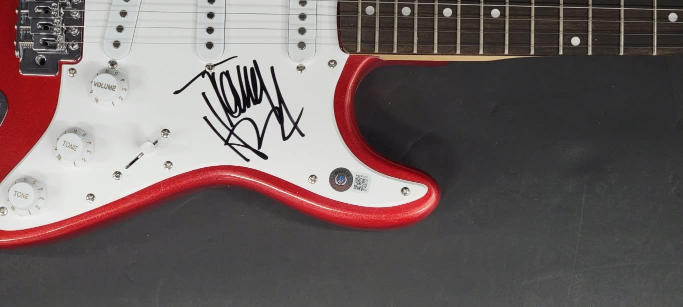Tommy Henriksen Hand Signed Autographed Van Halen Guitar with Beckett BAS 76323 COA - Perfect for Music Collectors & Rock Memorabilia Displays