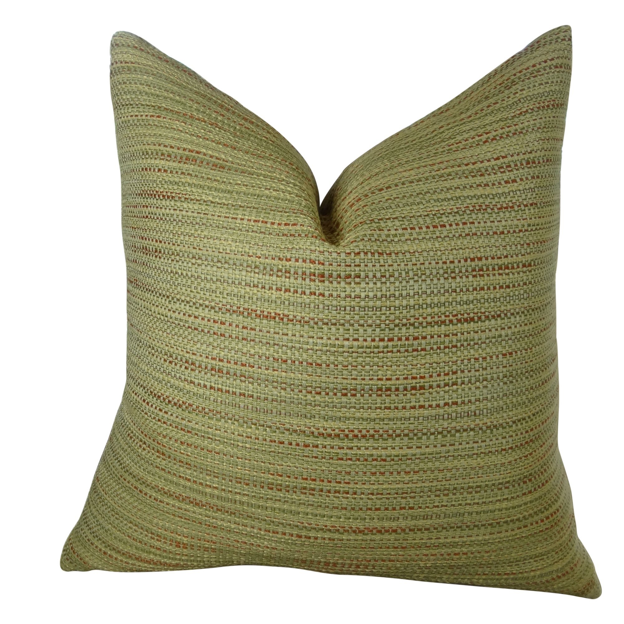 Luxury Designer Decorative Throw Pillow - Taupe, Light Green & Brick Red Woven Cushion Cover - Hollywood Regency Style Neutral Pillow for Sofa, Bed, Living Room - Made in USA