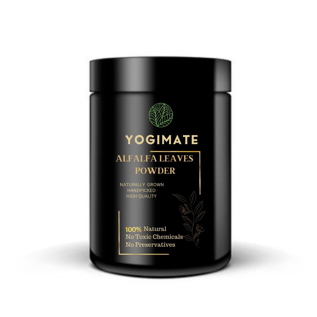 YOGIMATE Alfalfa Leaves Powder - 100% Pure & Natural Detox Supplement for Body Cleansing (1 KG) - Perfect for Smoothies, Juices & Herbal Teas
