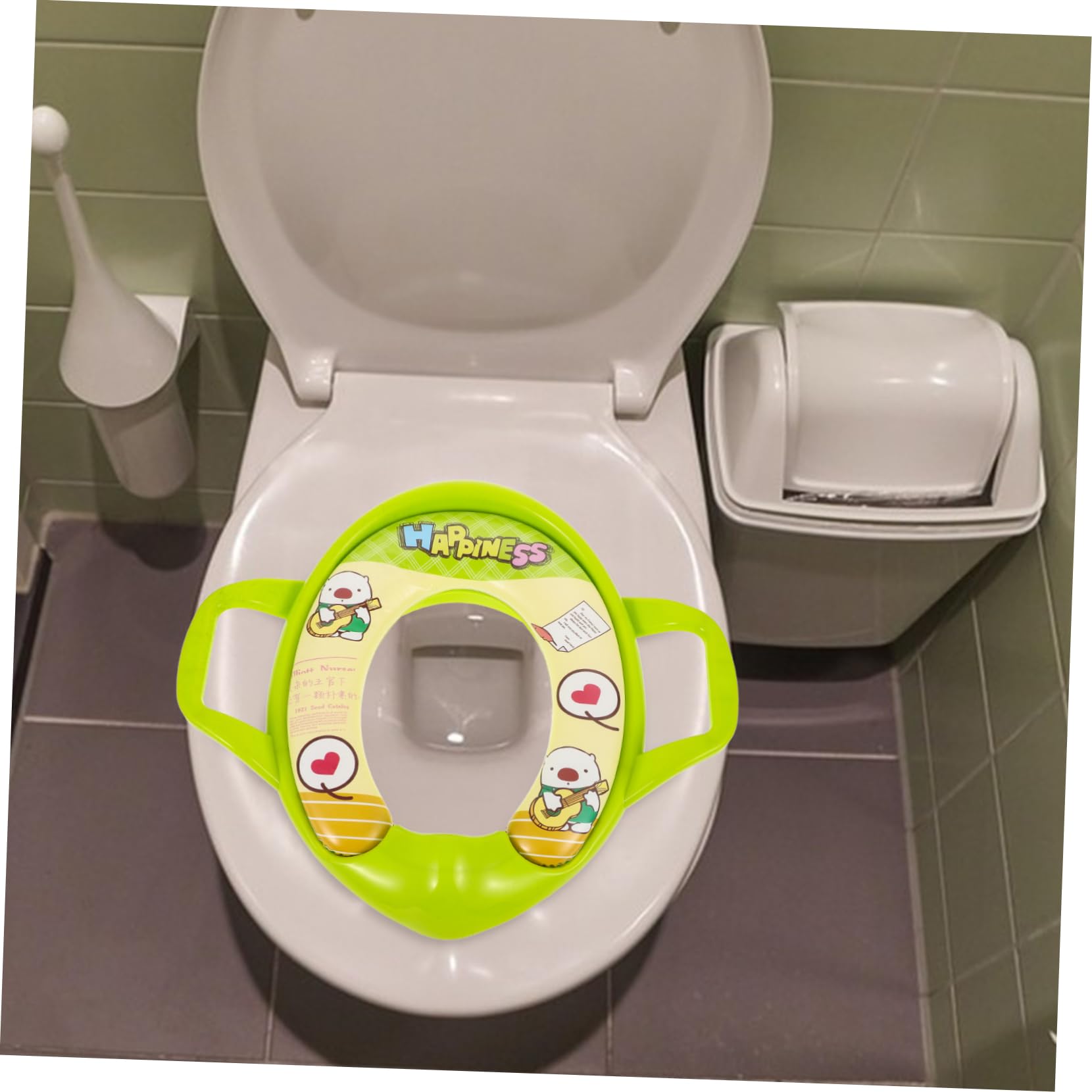 TOYANDONA 2-Pack Kids Toilet Training Seat - Soft PVC Potty Seat Cushion with Lid, Green | Non-Slip Toddler Toilet Seat for Boys & Girls | Perfect for Bathroom Safety & Potty Training