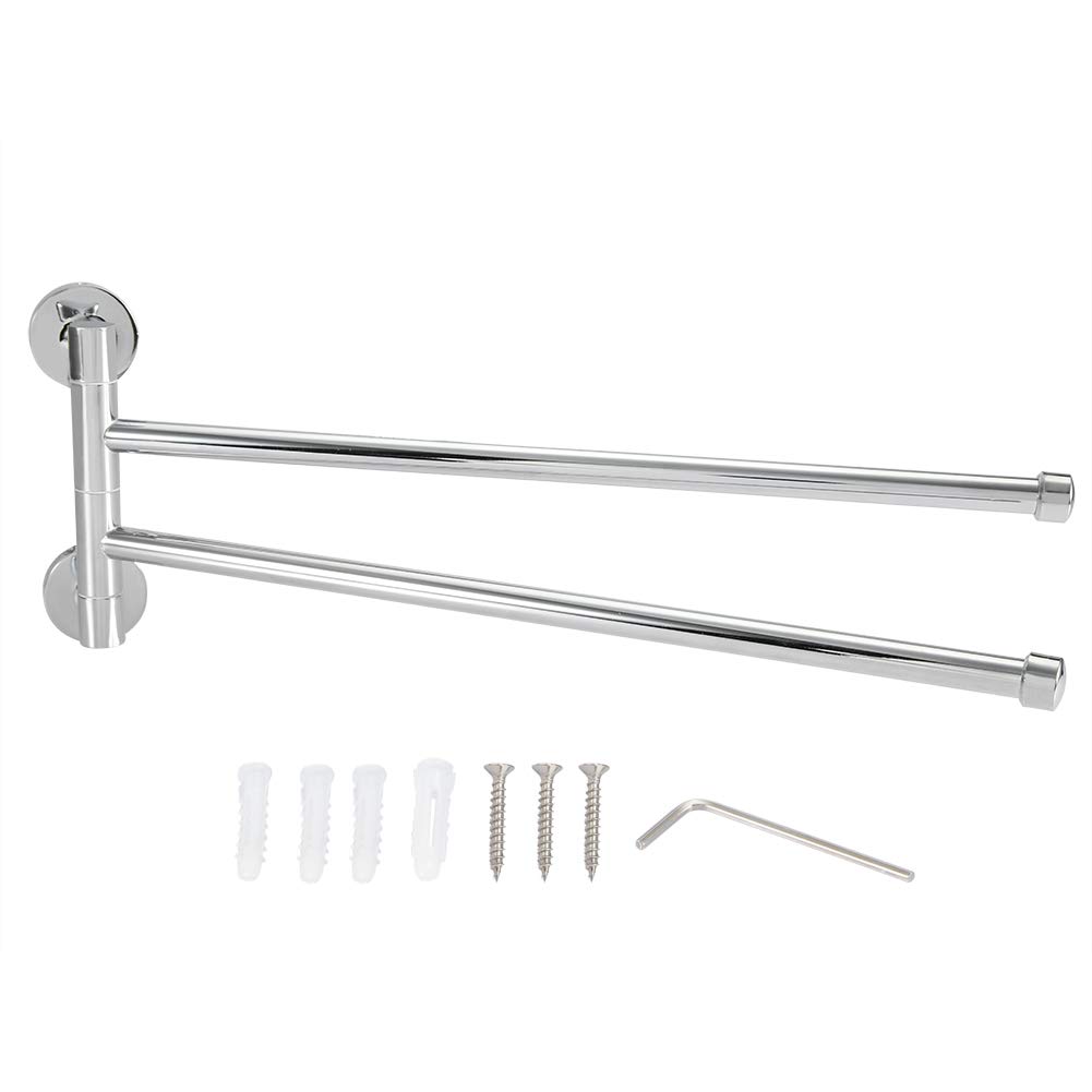 Rotating Wall Mounted Towel Rack - 2 Arm Swivel Bathroom Towel Holder, Space Saving Swing Out Organizer for Hand & Bath Towels | Perfect for Small Bathrooms, Apartments & RVs
