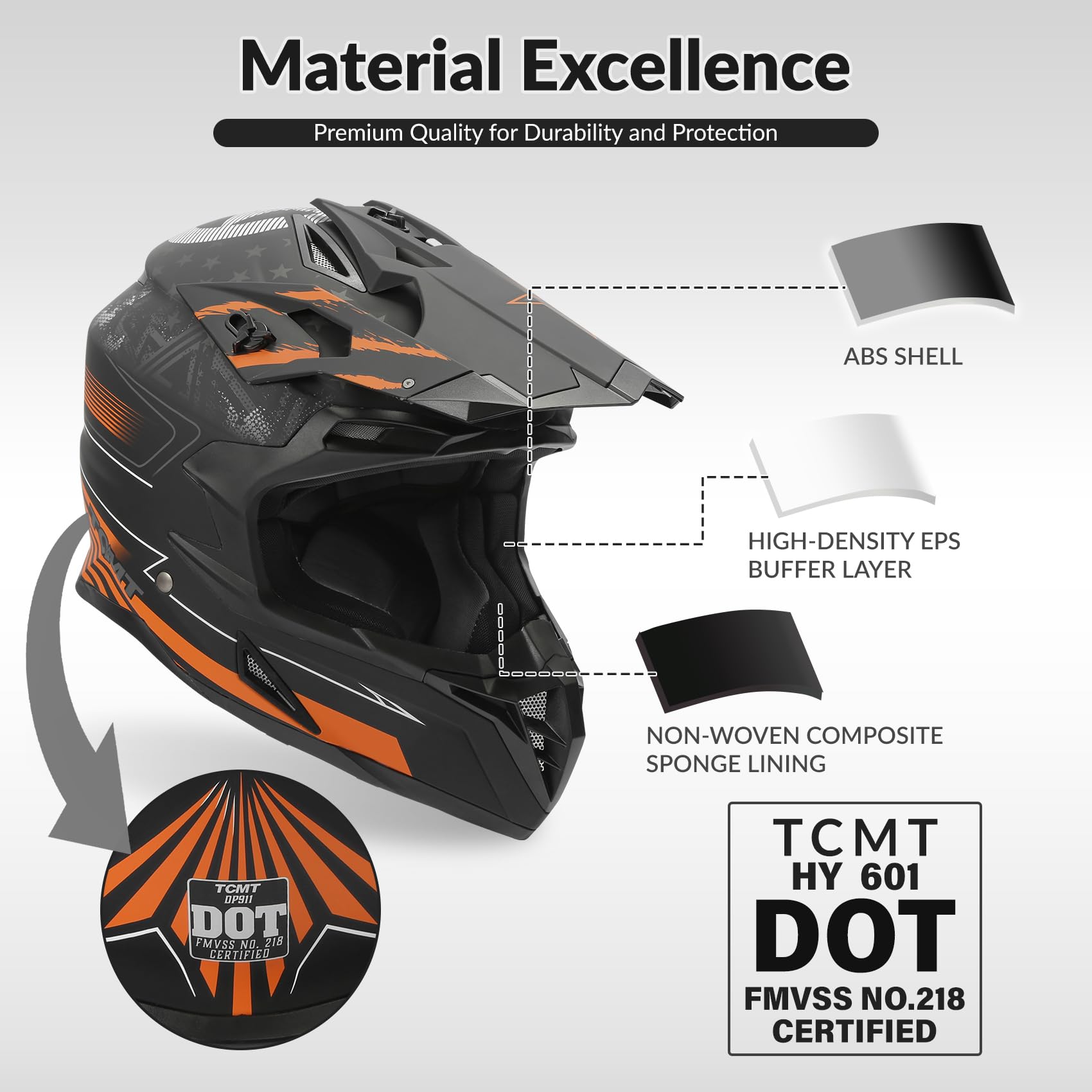 TCMT DOT Approved Full Face MX Helmet for Men & Women - Motocross, Dirt Bike, ATV & Mountain Bike Off-Road Safety Gear | Perfect for Racing, Trail Riding & Extreme Sports Adventures