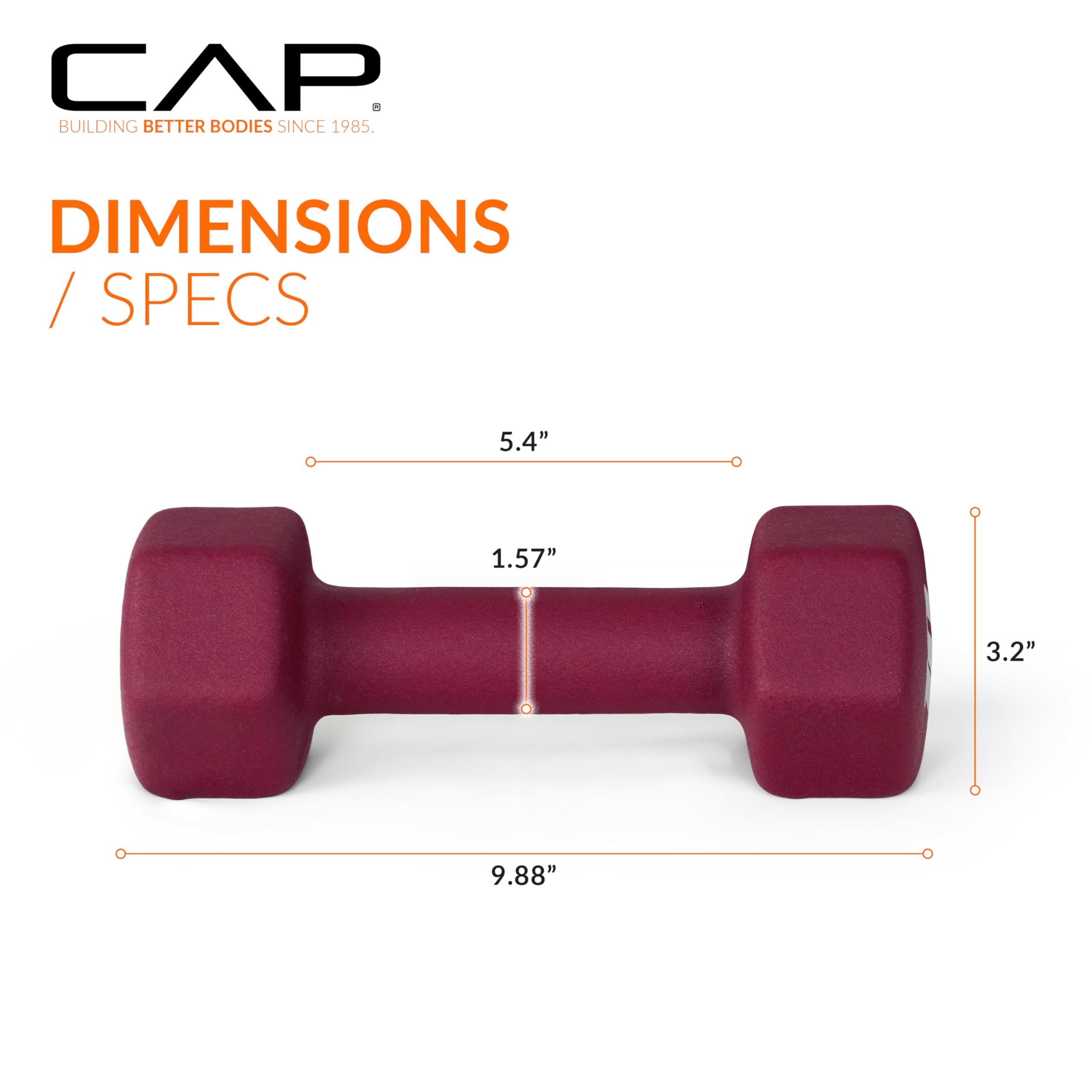 CAP Barbell Neoprene Dumbbell Weights Set - 5-50lb Pairs for Home Gym, Strength Training & Fitness Workouts | Multiple Color Options | Non-Slip Grip for Safe Exercise