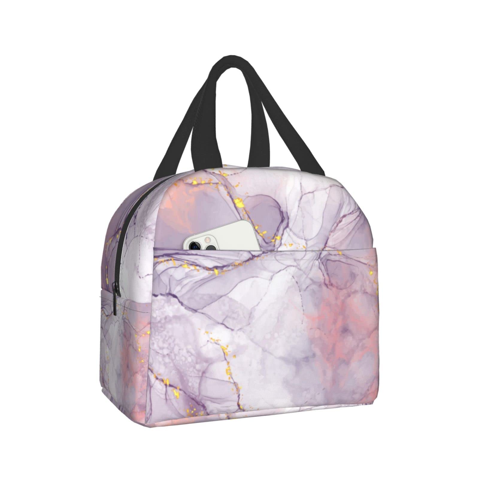 Insulated Marble Print Lunch Bag - Reusable & Leak-Proof Meal Container for Work, Travel & Picnic | Portable Tote for Men & Women | Keep Food Fresh for Hours