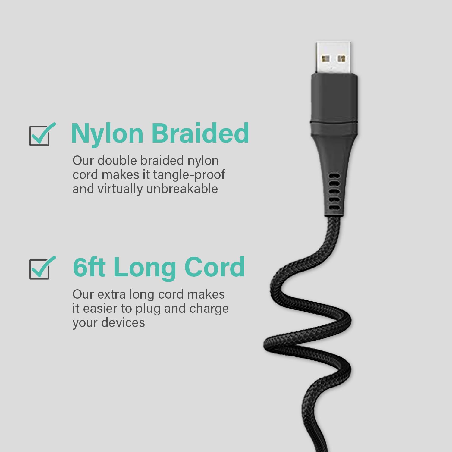 Premium MFI Certified 6FT Lightning Cable - Fast Charging & Sync for iPhone 14/13/12/11/X/8 & iPad - Durable Nylon Braided USB Cable (Black) | Perfect for Home, Office & Travel Use