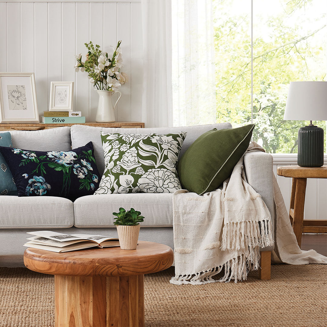Zaab Geneva Olive Square Filled Cushion 50 x 50cm - Soft Decorative Throw Pillow for Sofa, Bed, Living Room & Home Decor