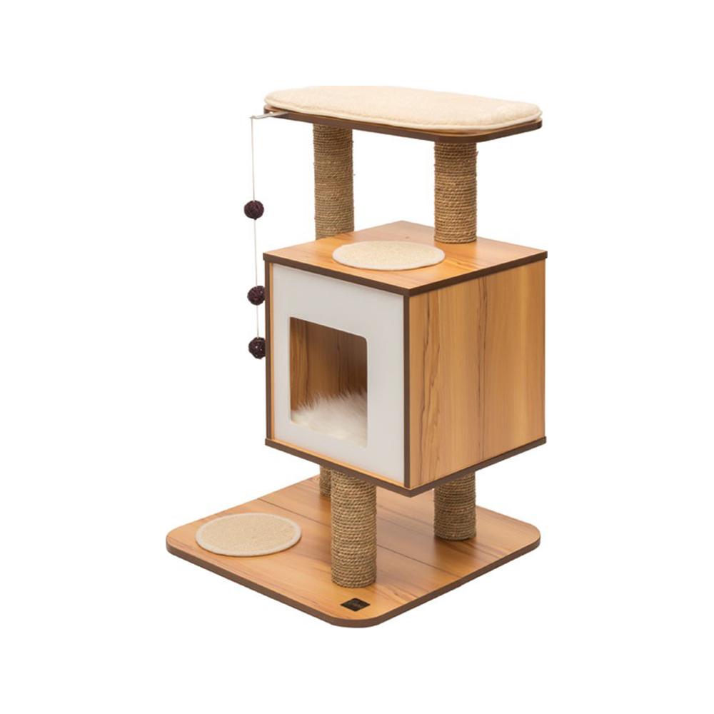 Premium Walnut Cat Tree with Scratching Posts & Perches - Sturdy & Stylish Cat Climbing Furniture for Indoor Cats - Perfect for Play, Rest & Scratching Needs