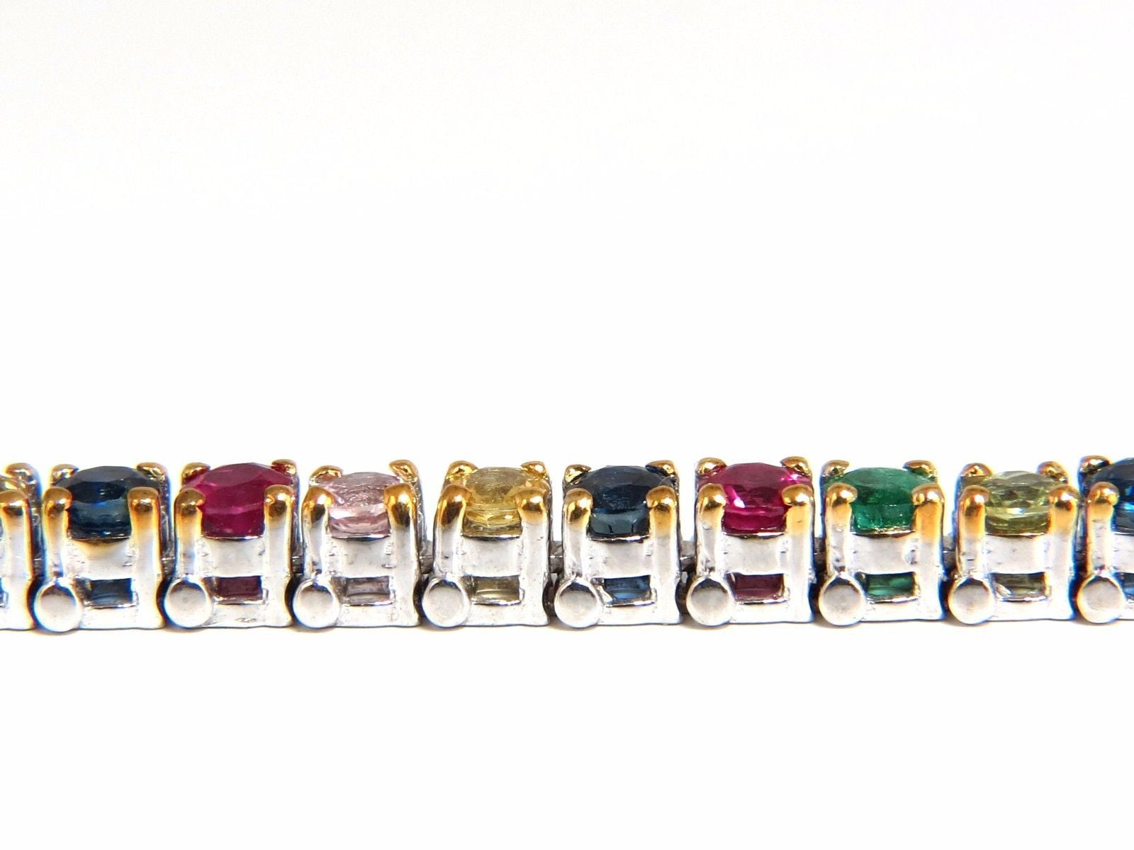 7.50ct Natural Ruby, Emerald & Sapphire Diamond Tennis Bracelet in 14K Gold - Elegant Jewelry for Women, Perfect for Weddings, Parties & Special Occasions