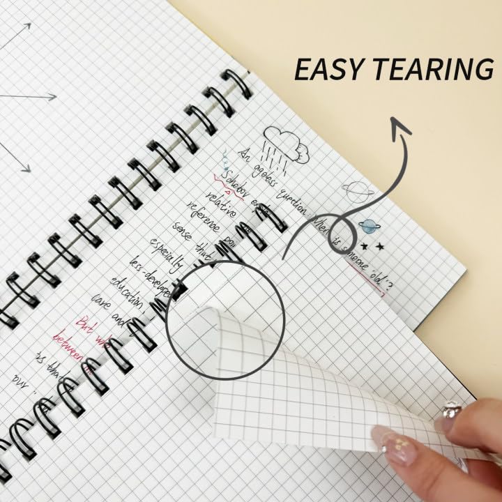 4 Pack Graph Paper Spiral Notebook - A4 Grid Journal 8.5